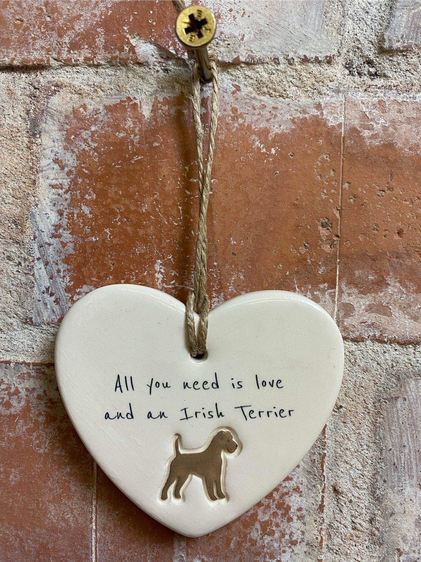 Irish Terrier Ceramic Heart Ornament