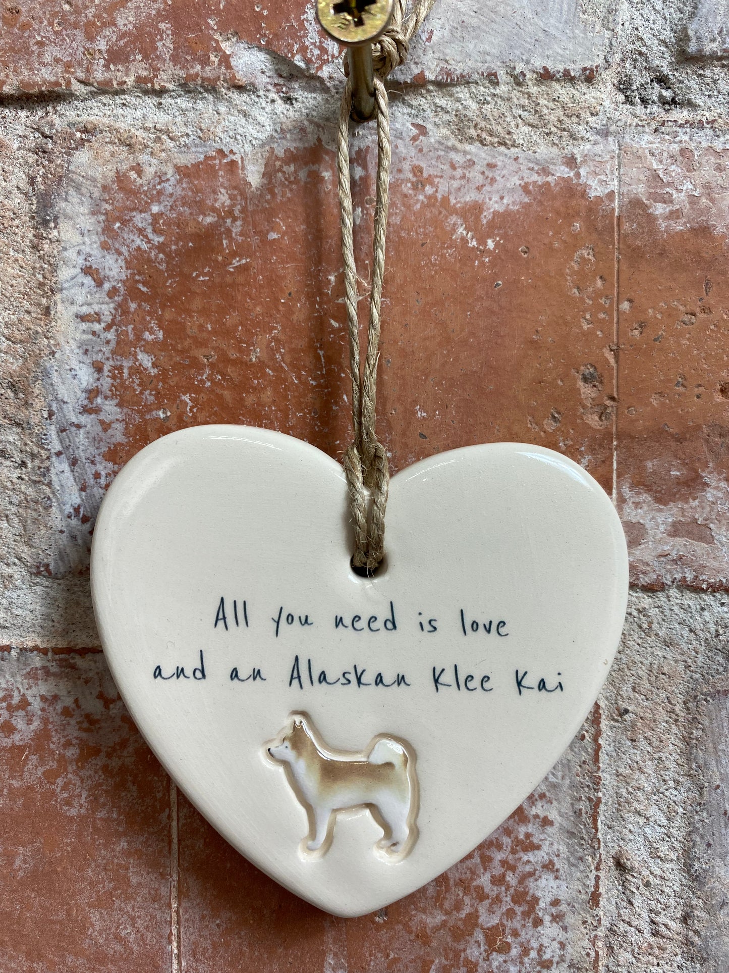 Alaskan Klee Kai Ceramic Heart Ornament