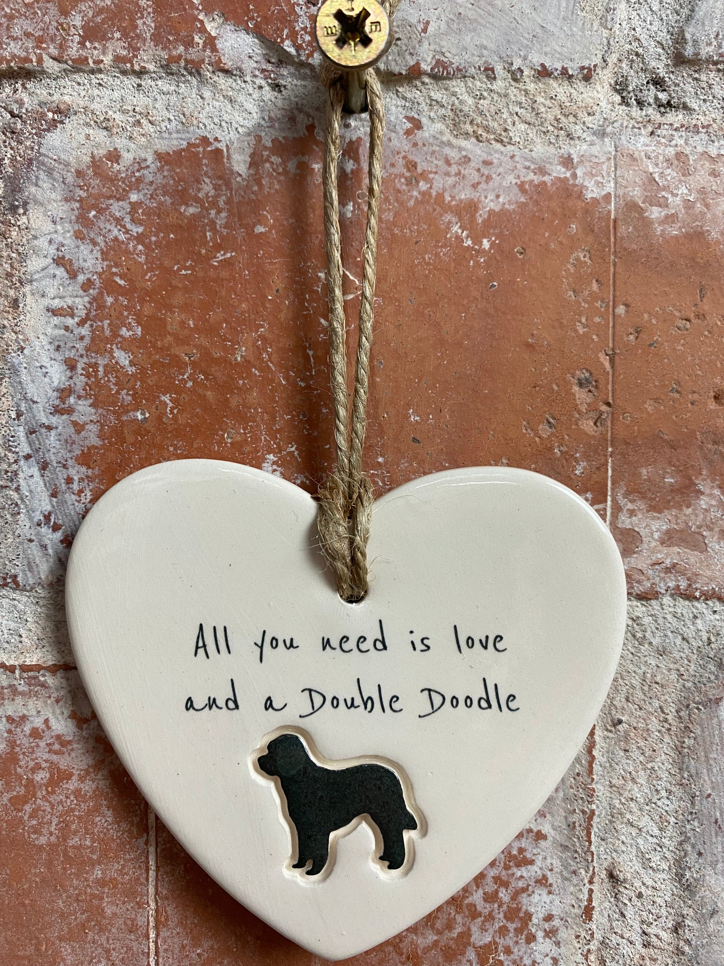 Double Doodle Ceramic Heart Ornament