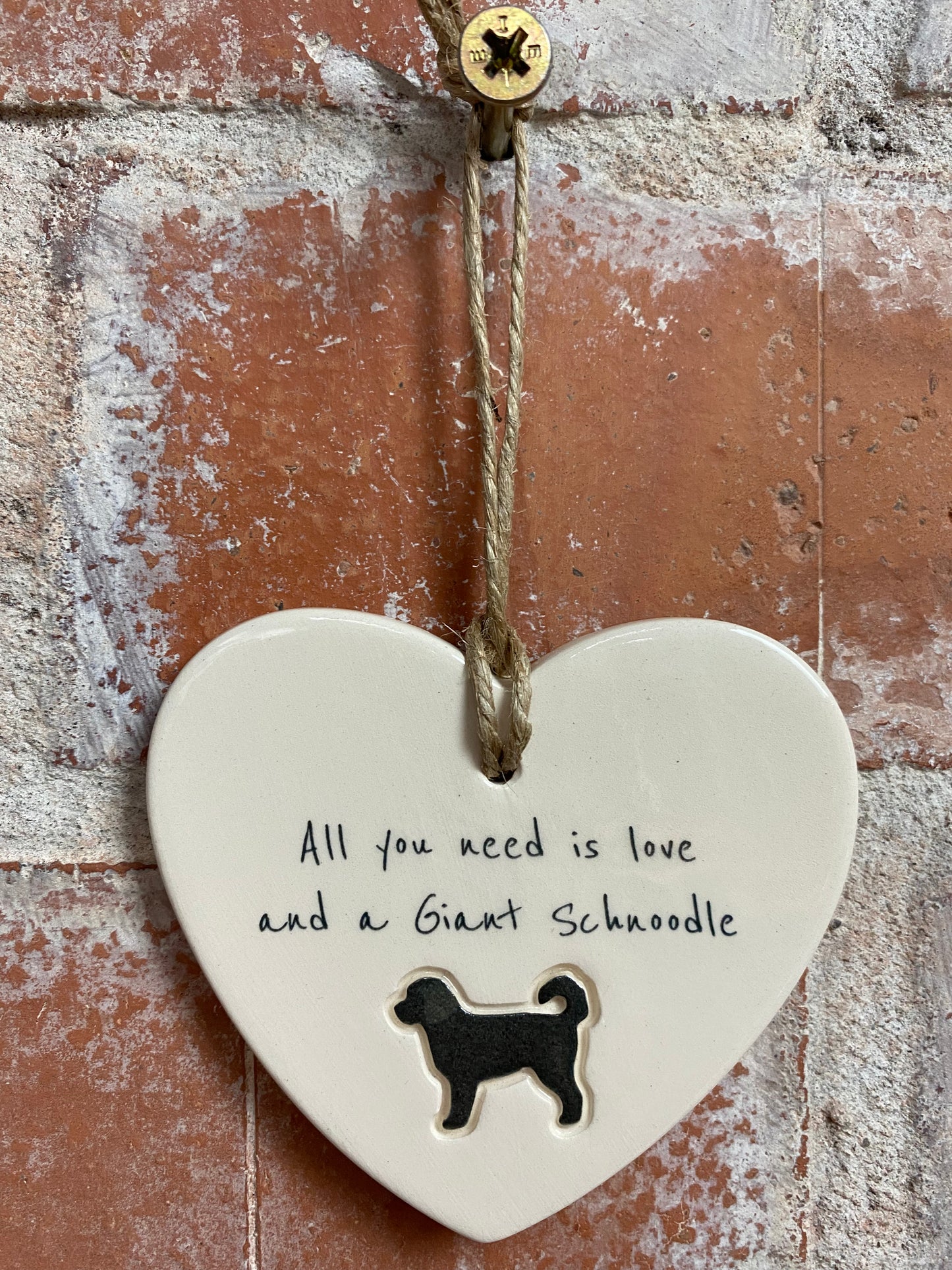 Giant Schnoodle Ceramic Heart Ornament