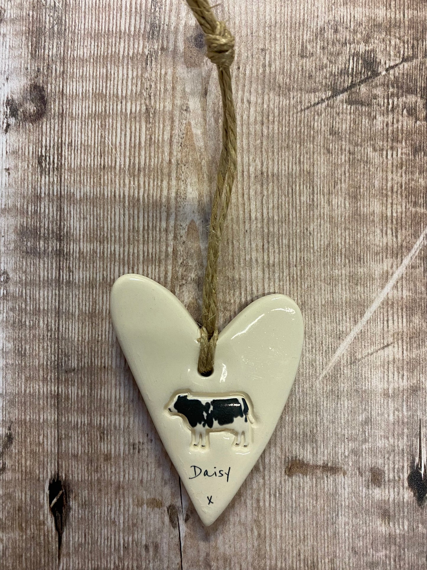 Personalised Cow Heart Ornament