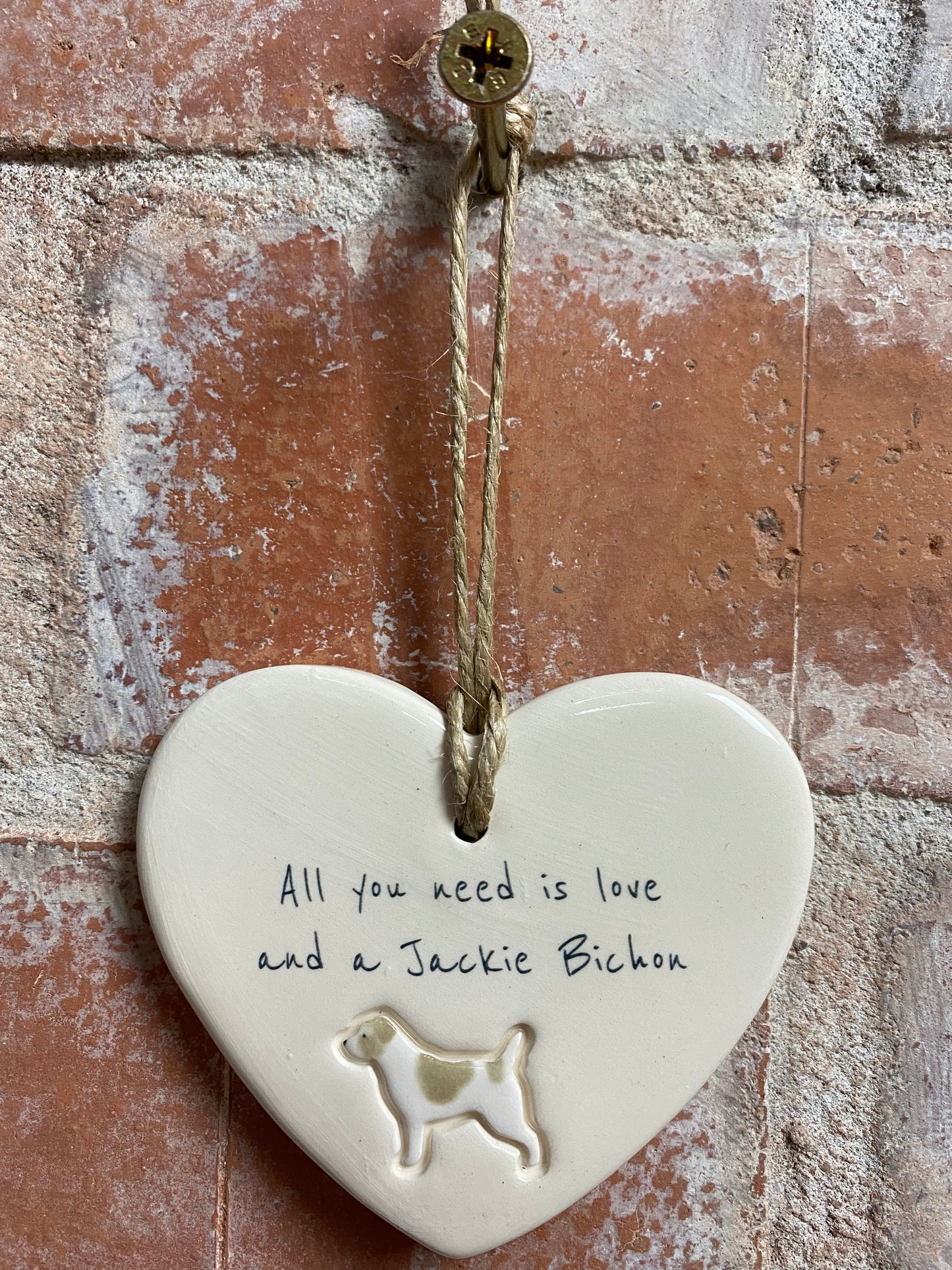 Jackie Bichon Ceramic Heart Ornament