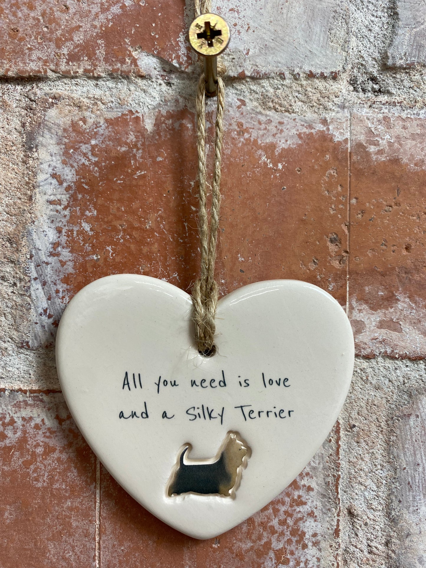 Silky Terrier Ceramic Heart Ornament