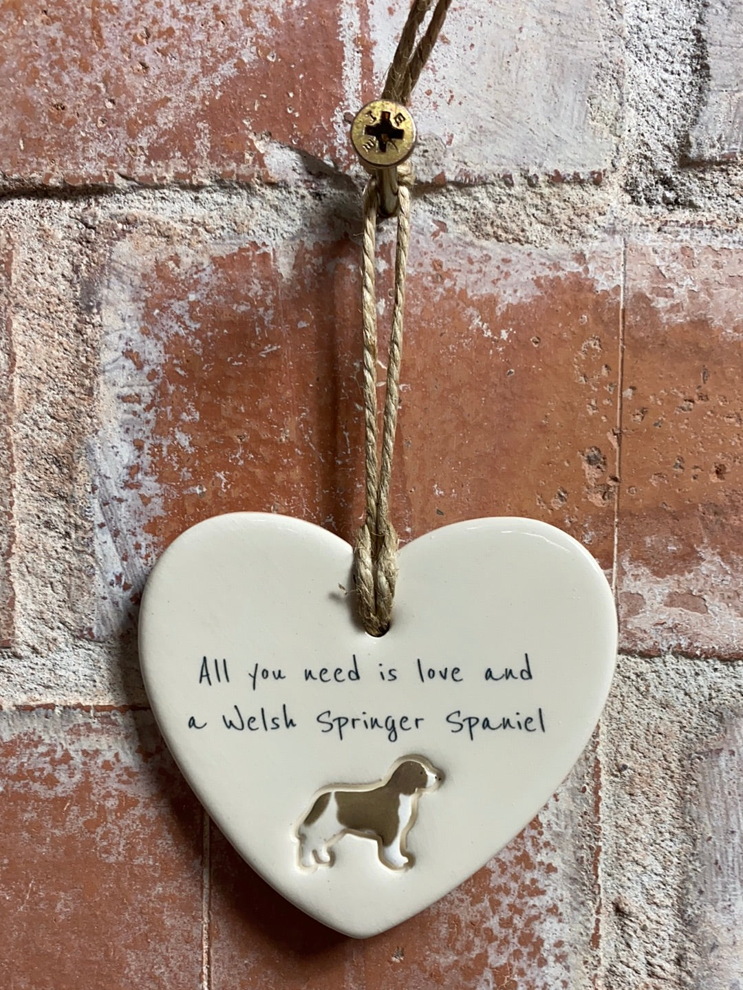Welsh Springer Spaniel Ceramic Heart Ornament