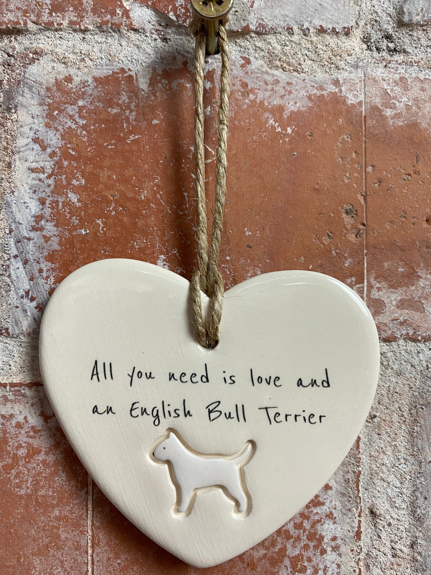 English Bull Terrier Ceramic Heart Ornament