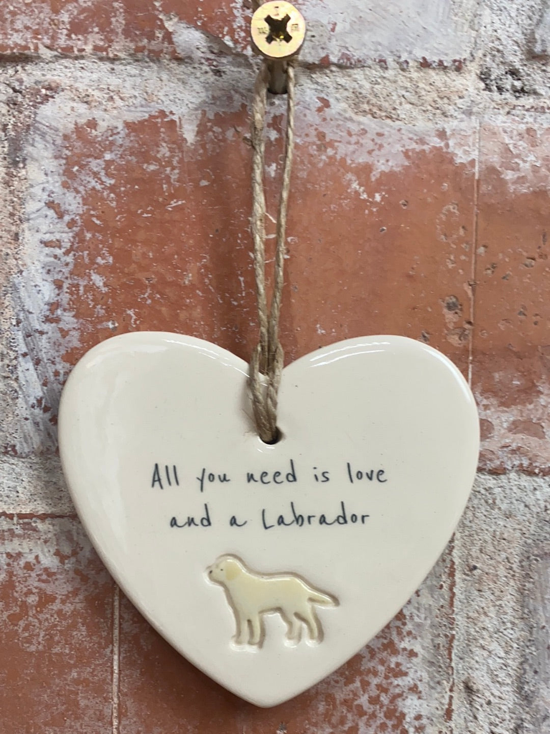 Labrador Ceramic Heart Ornament