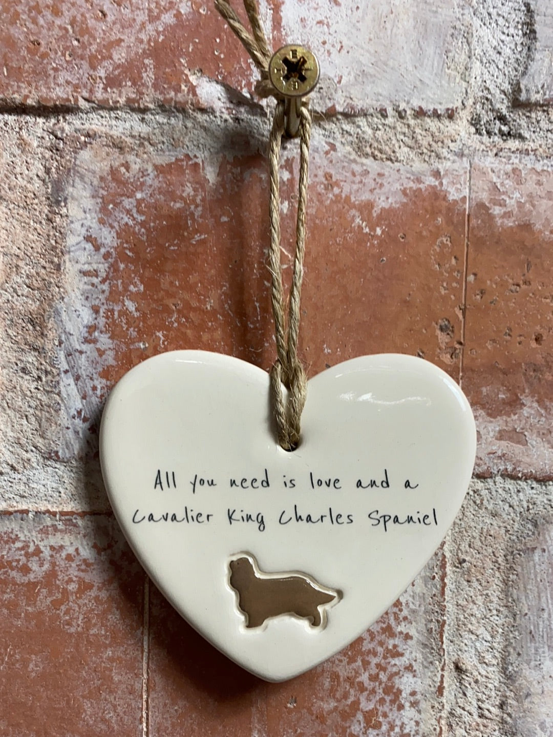 Cavalier King Charles Spaniel Ceramic Heart Ornament