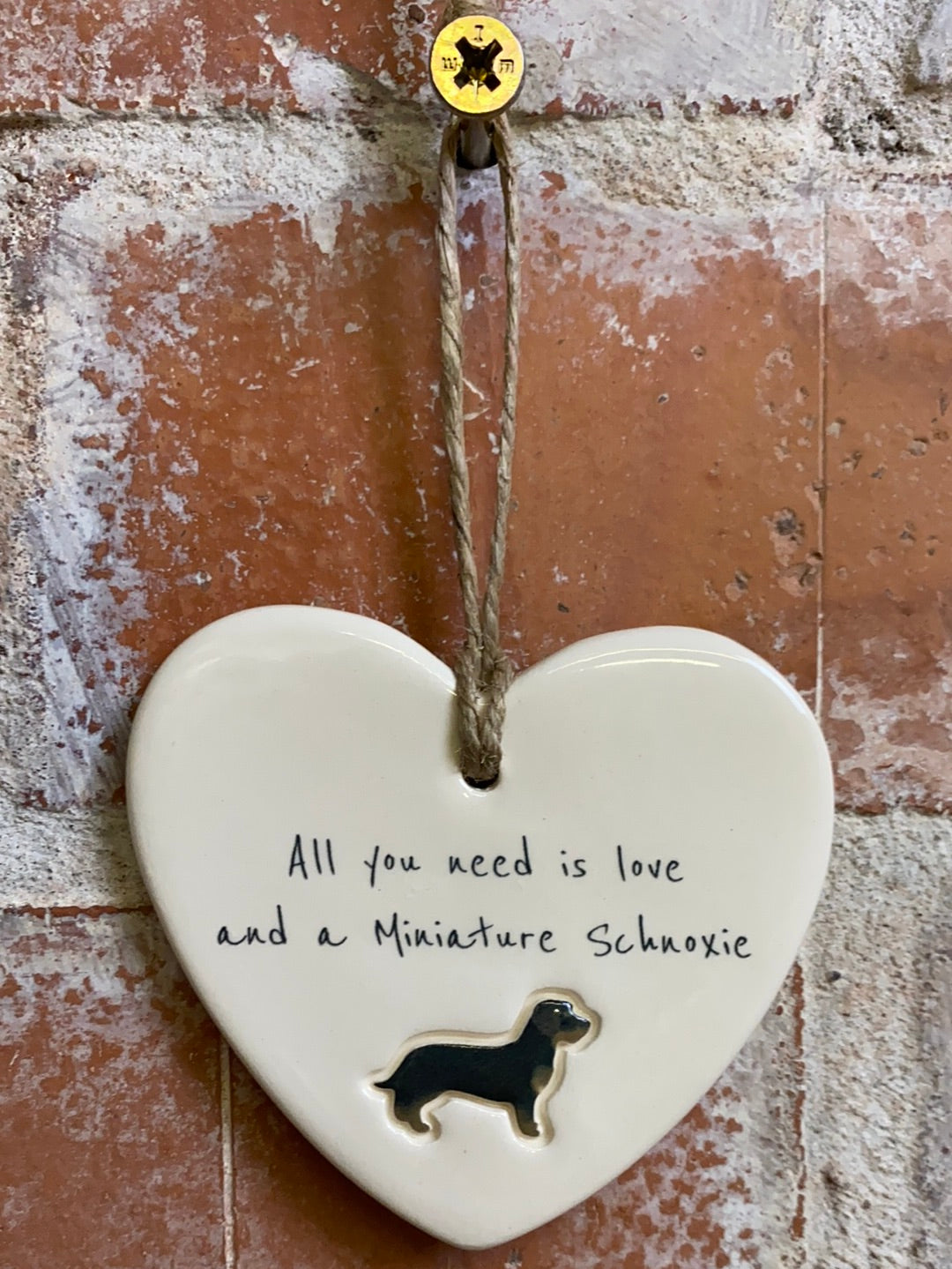 Miniature Schnoxie Ceramic Heart Ornament