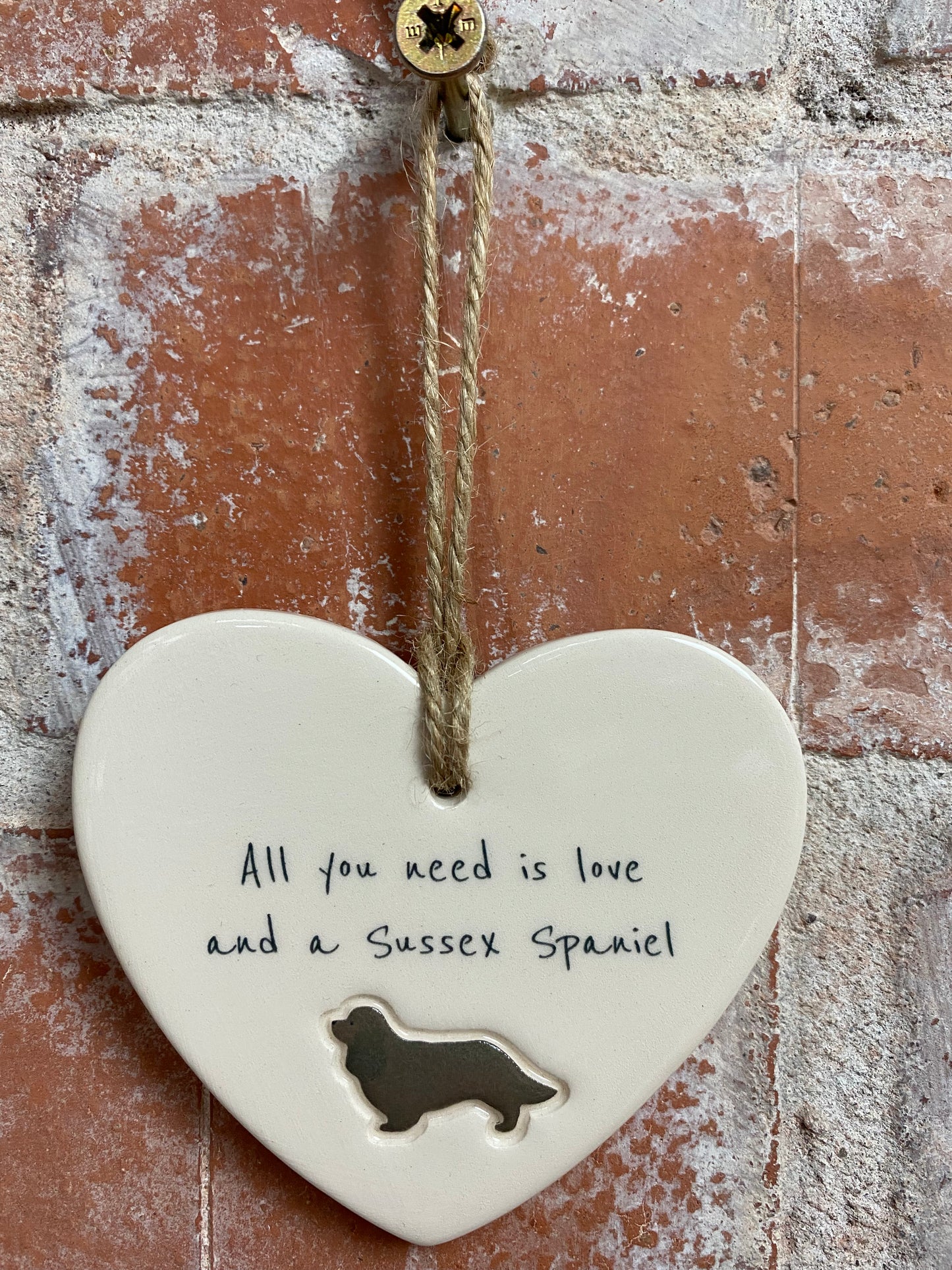 Sussex Spaniel Ceramic Heart Ornament
