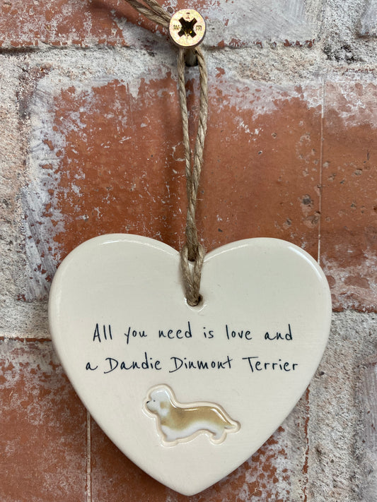 Dandie Dinmont Terrier Ceramic Heart Ornament