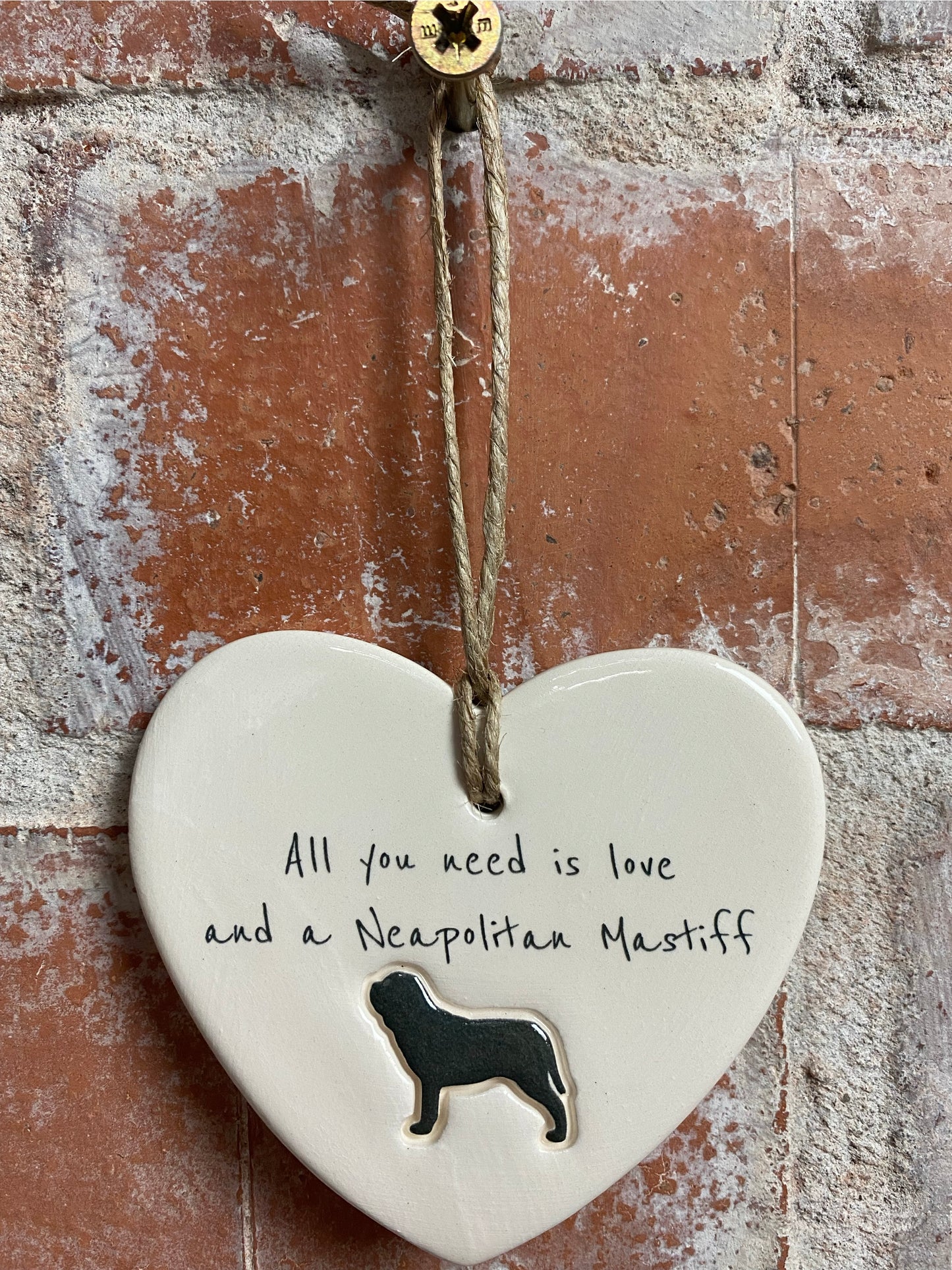 Neapolitan Mastiff Ceramic Heart Ornament