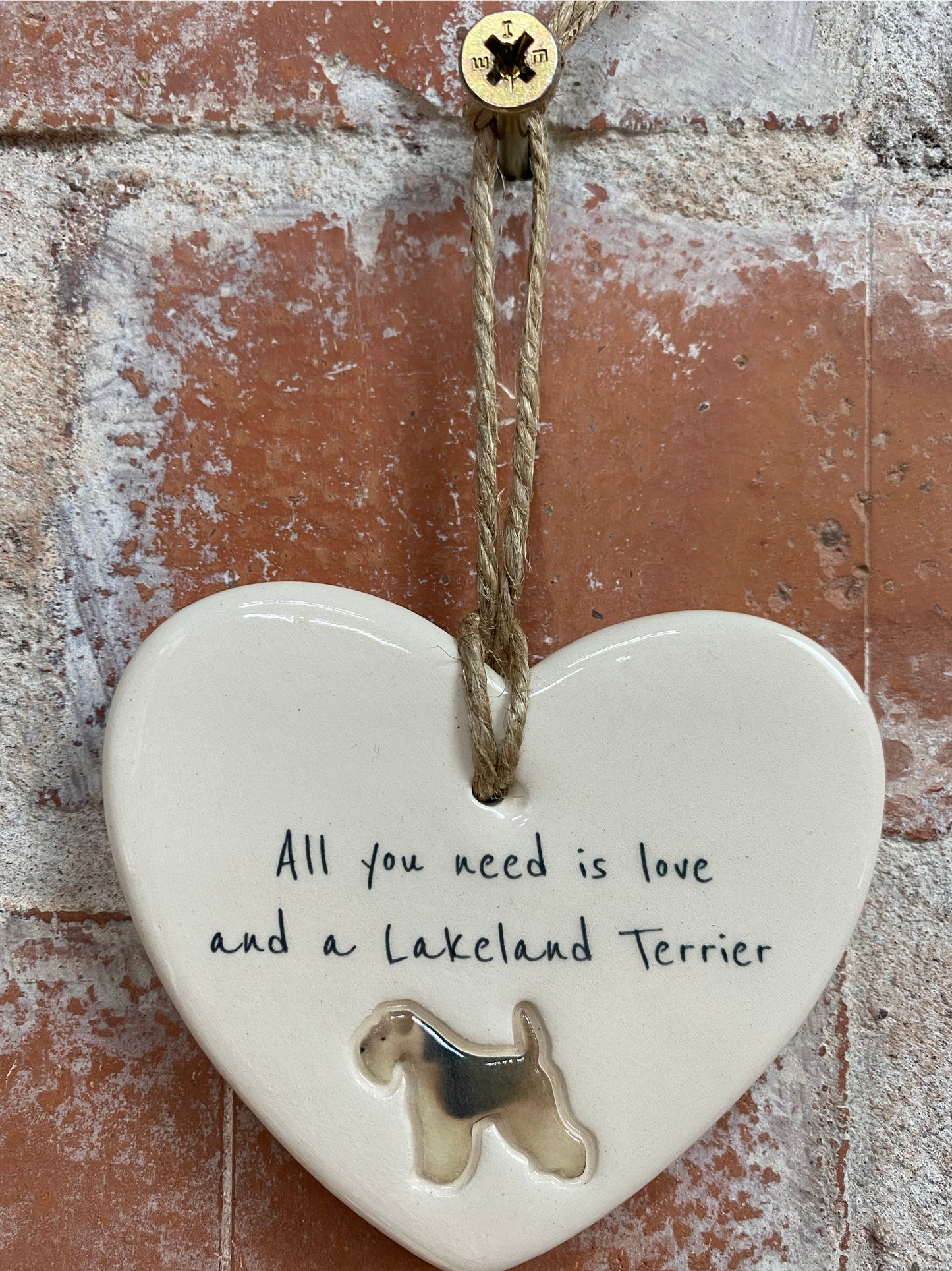 Lakeland Terrier Ceramic Heart Ornament