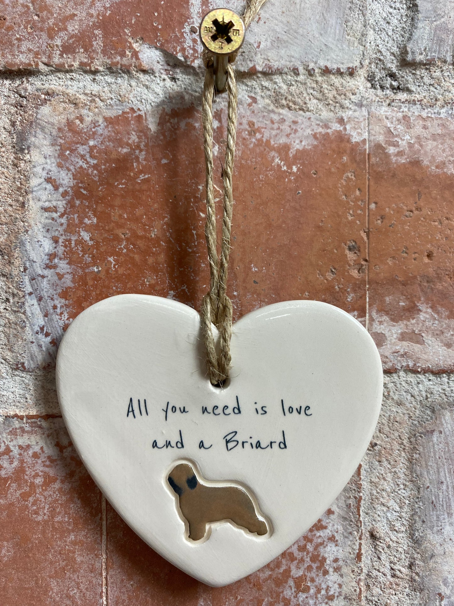 Briard Ceramic Heart Ornament