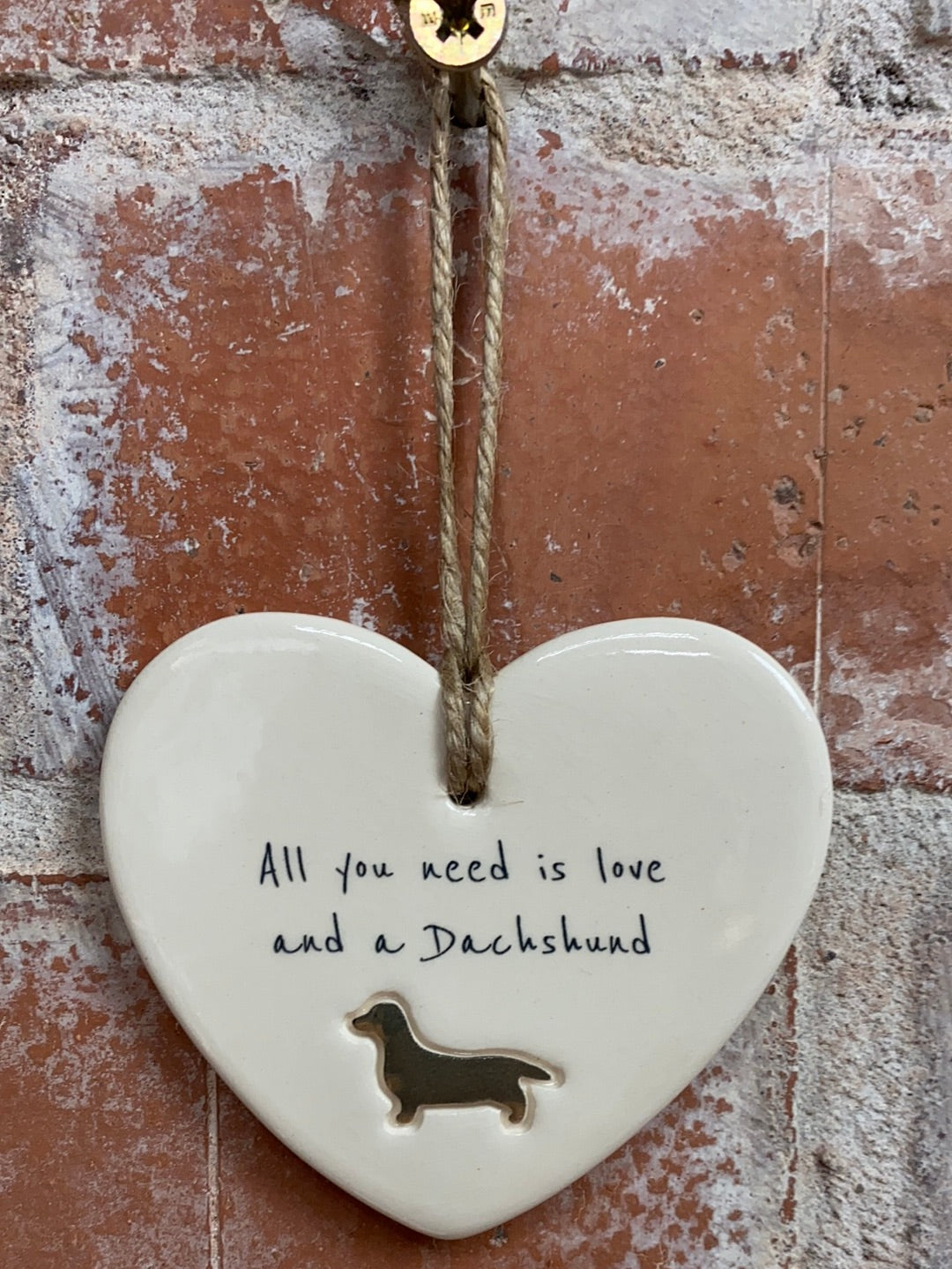 Dachshund Ceramic Heart Ornament