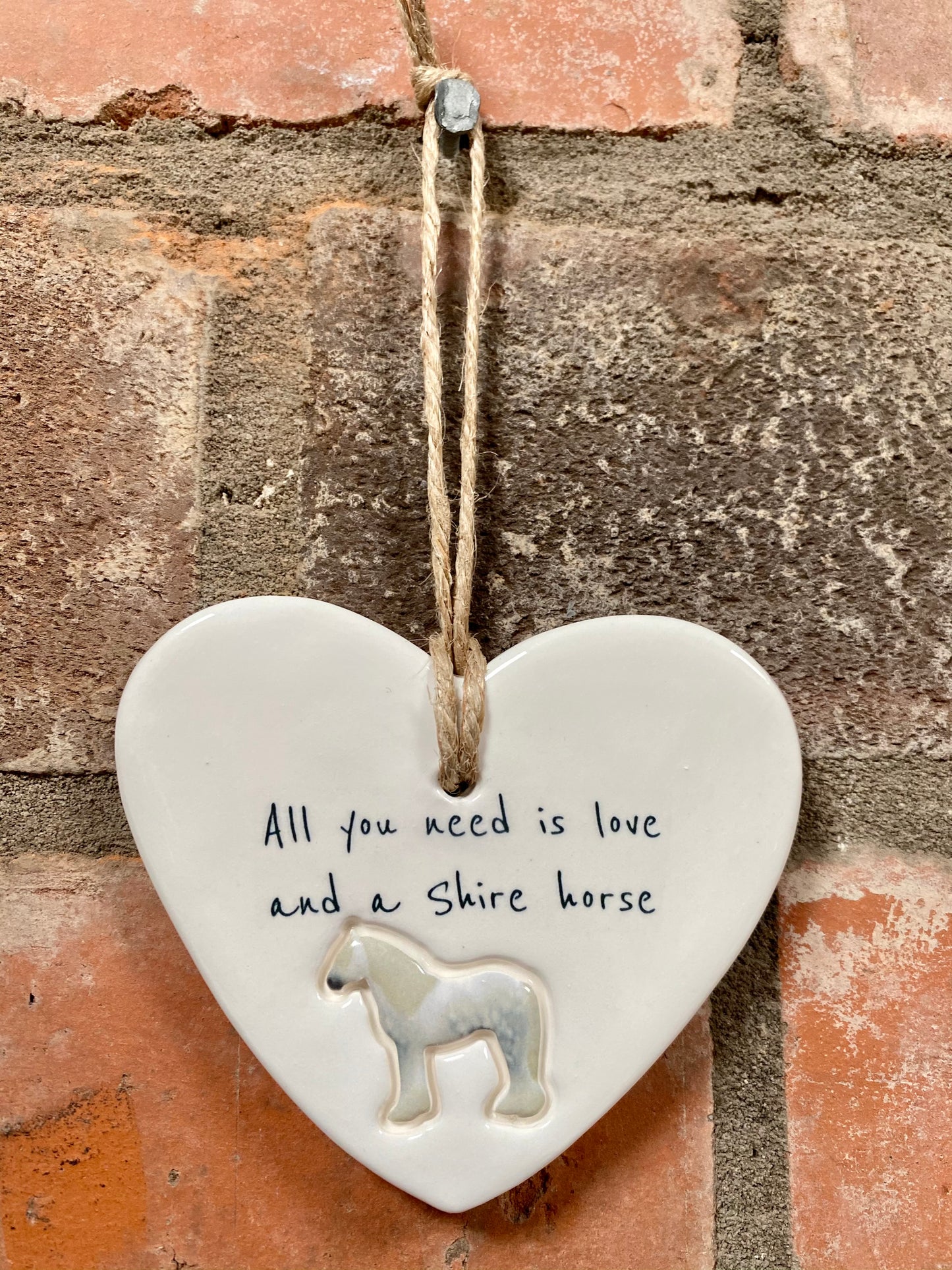 Shire Horse Ceramic Heart Ornament