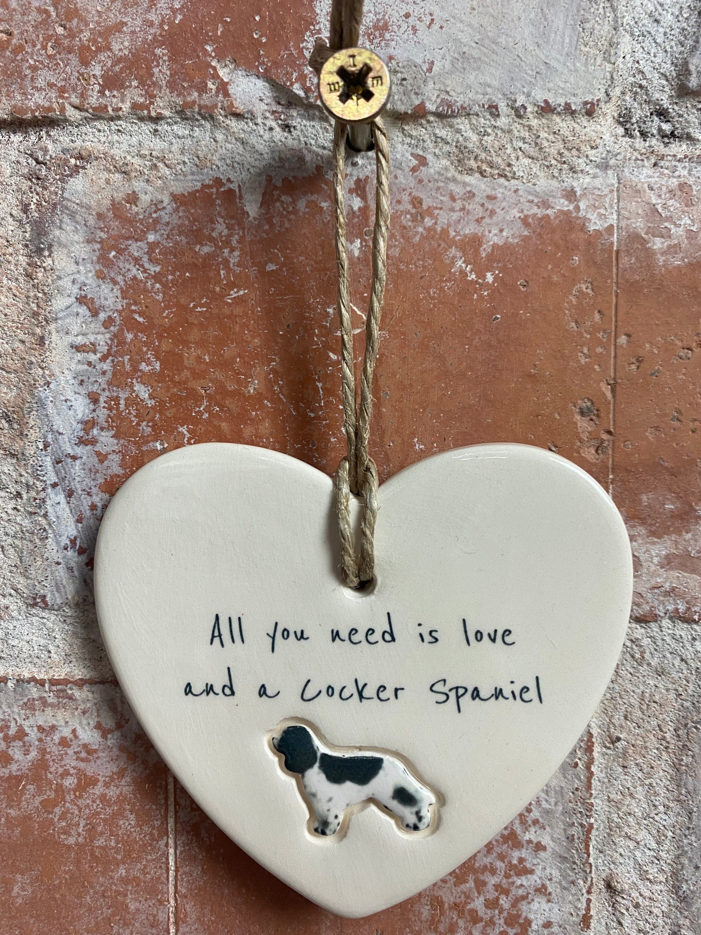 Cocker Spaniel Ceramic Heart Ornament