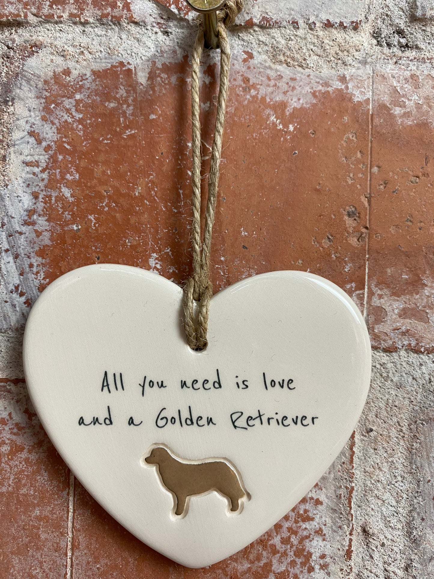 Golden Retriever Ceramic Heart Ornament