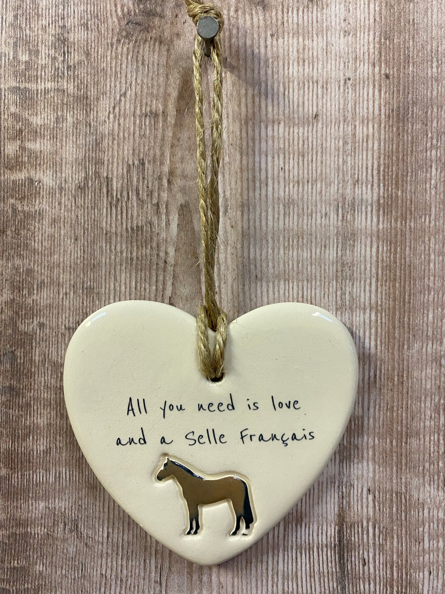 Selle Francais Ceramic Heart Ornament