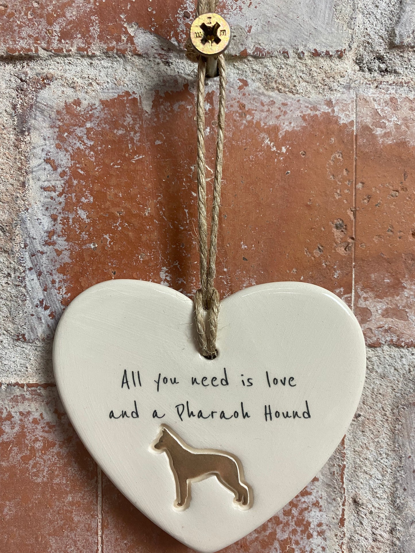 Pharaoh Hound Ceramic Heart Ornament