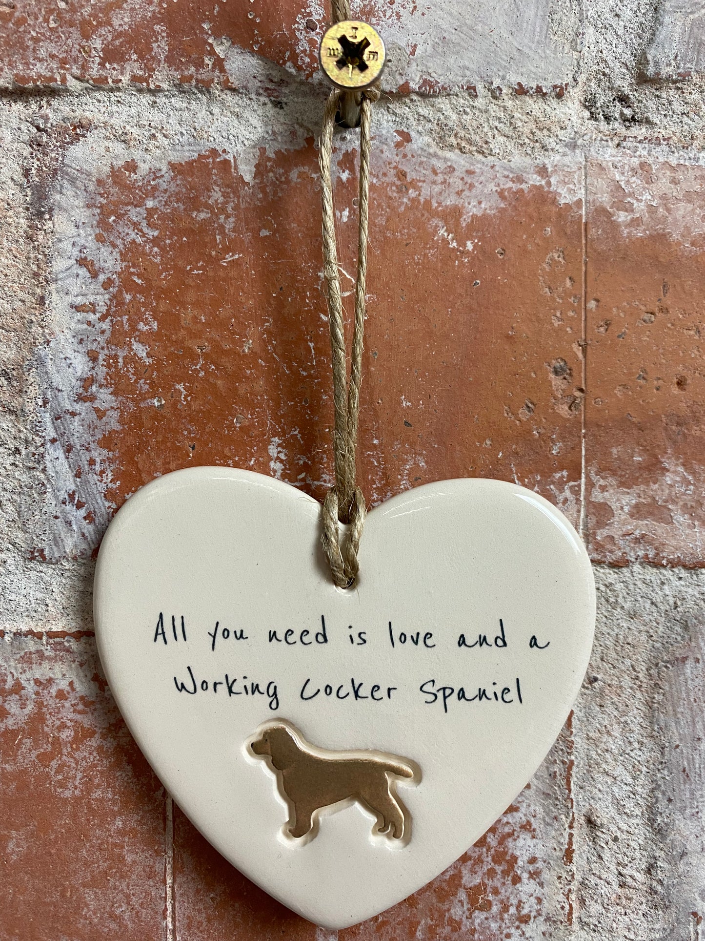 Working Cocker Spaniel Ceramic Heart Ornament