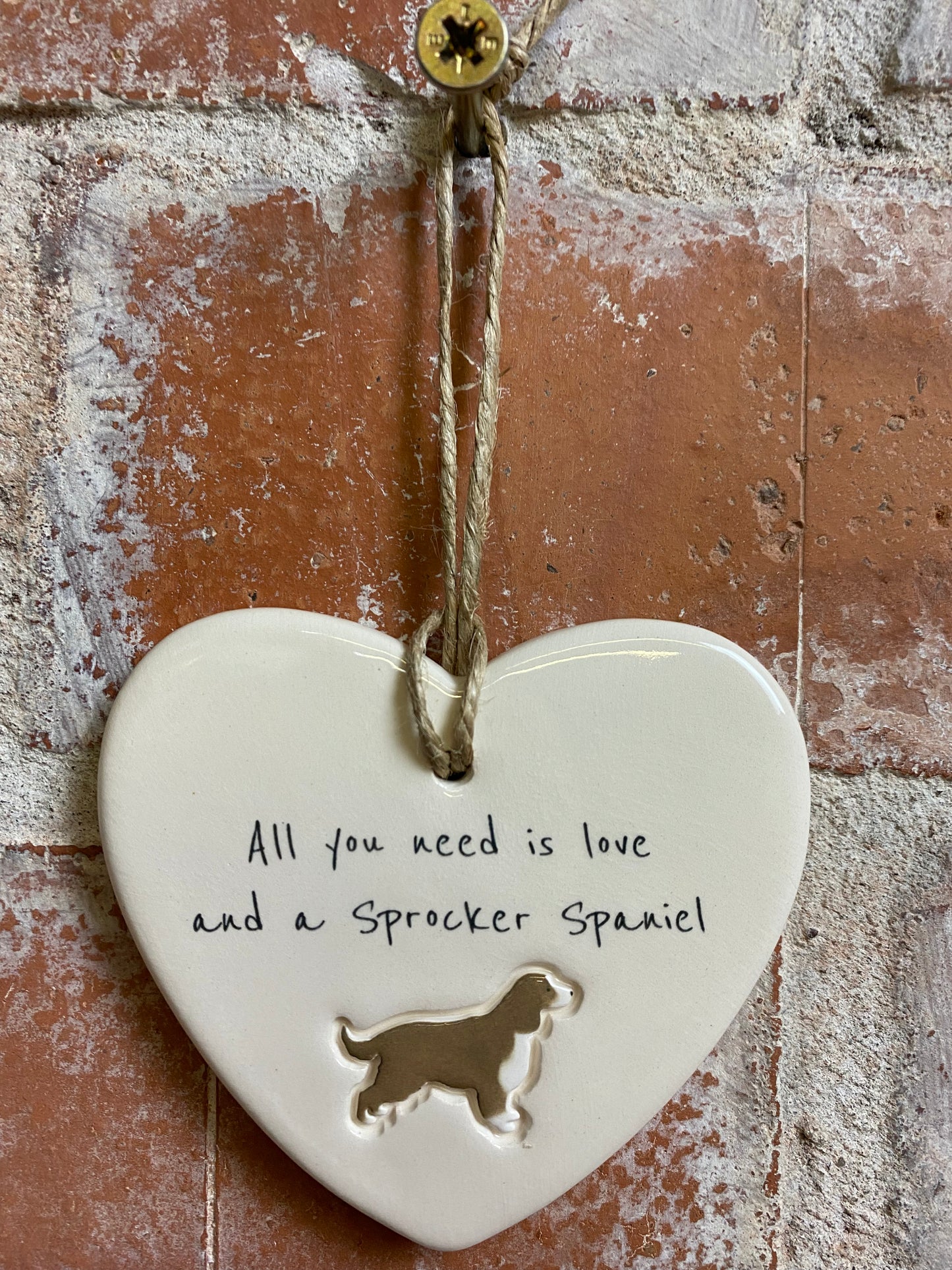 Sprocker Spaniel Ceramic Heart Ornament