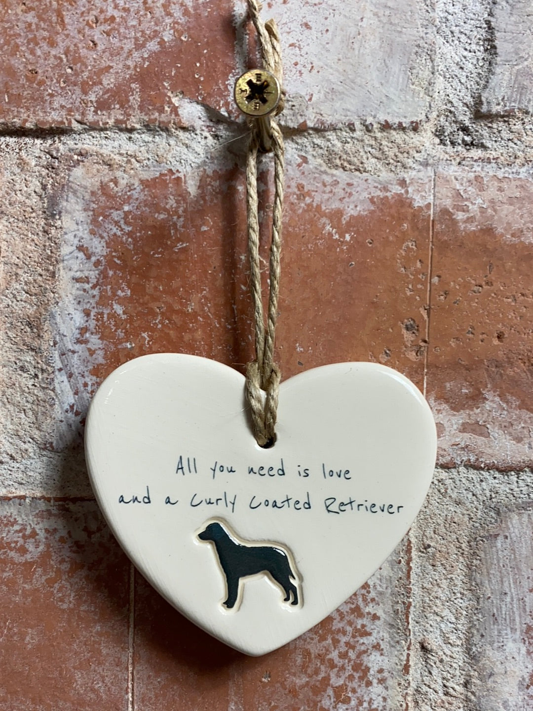Curly Coated Retriever Ceramic Heart Ornament