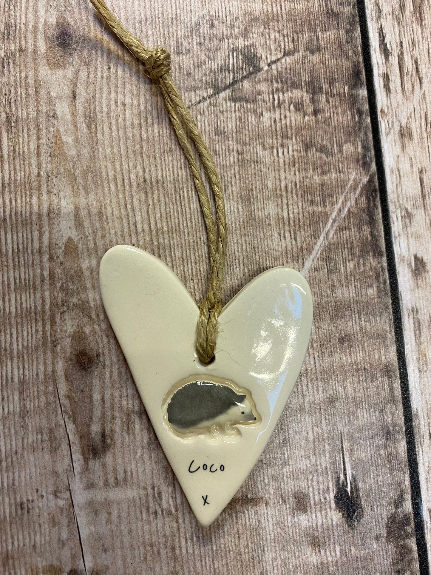 Personalised Hedgehog Heart Ornament