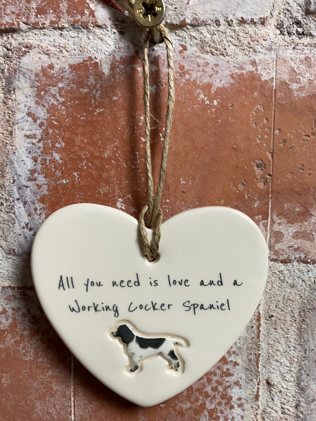 Working Cocker Spaniel Ceramic Heart Ornament