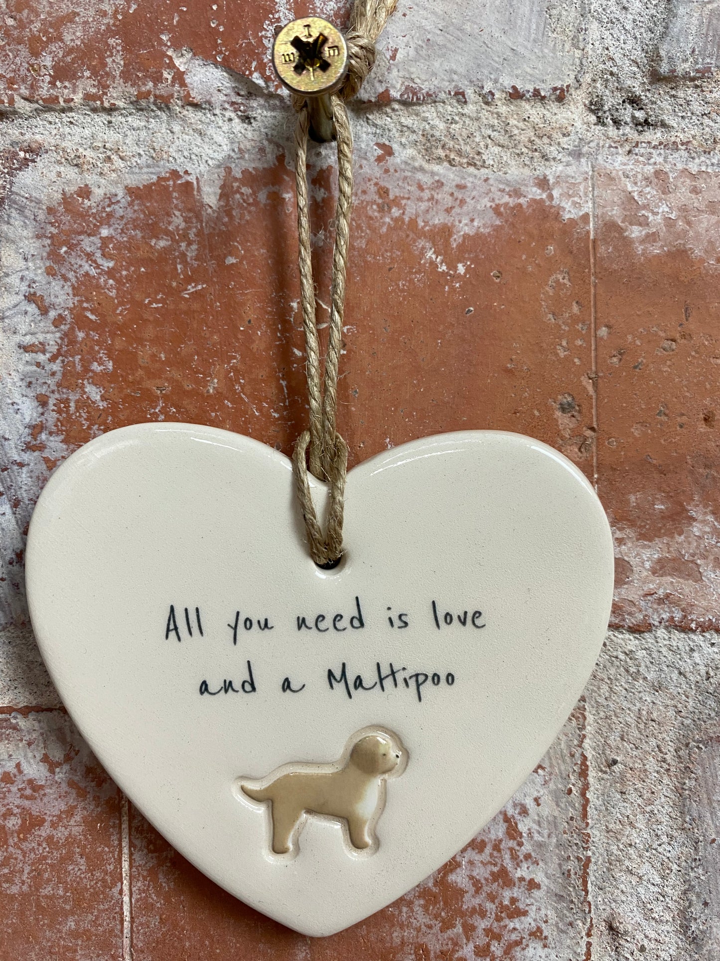 Maltipoo Ceramic Heart Ornament