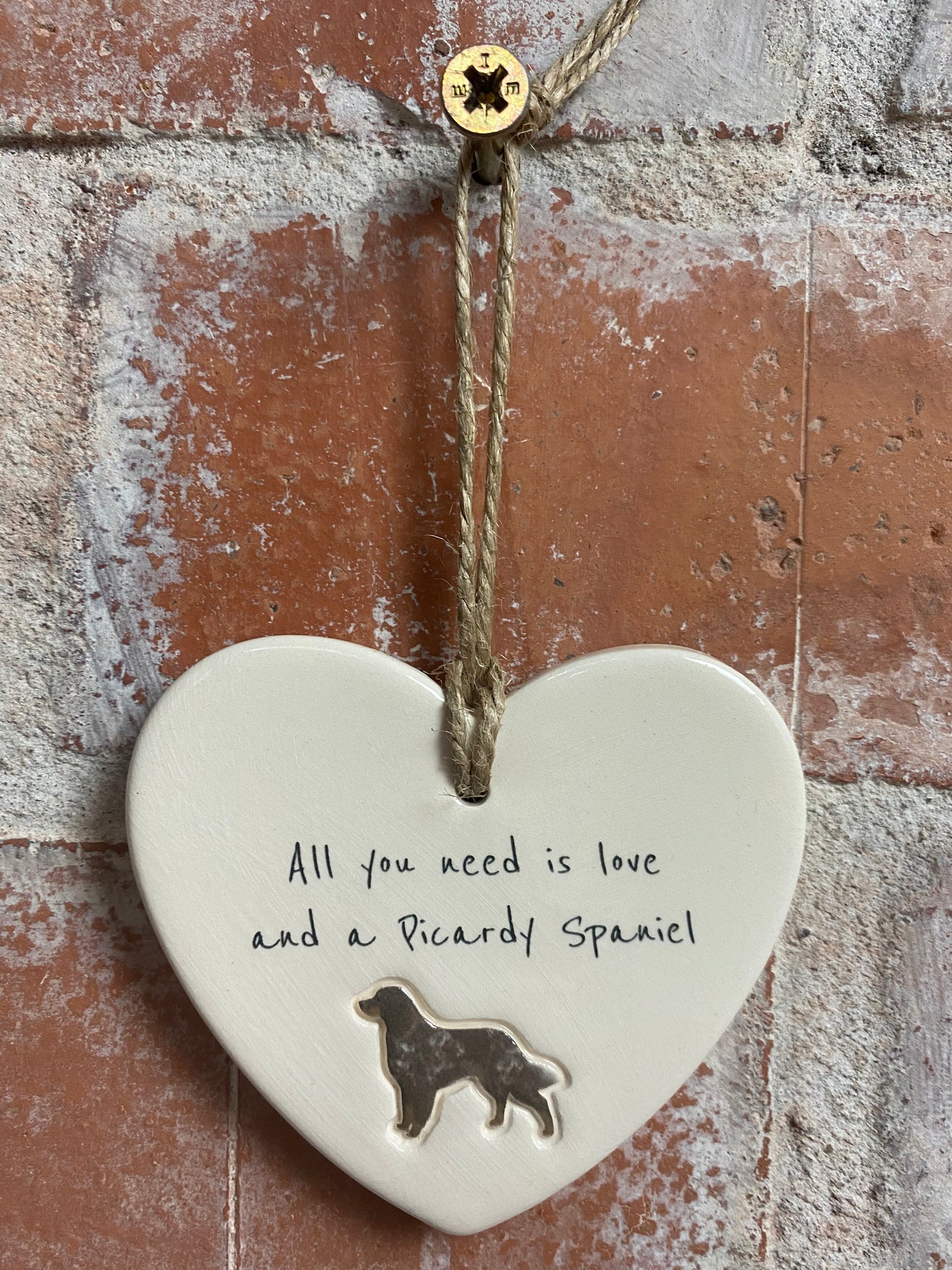 Picardy Spaniel Ceramic Heart Ornament