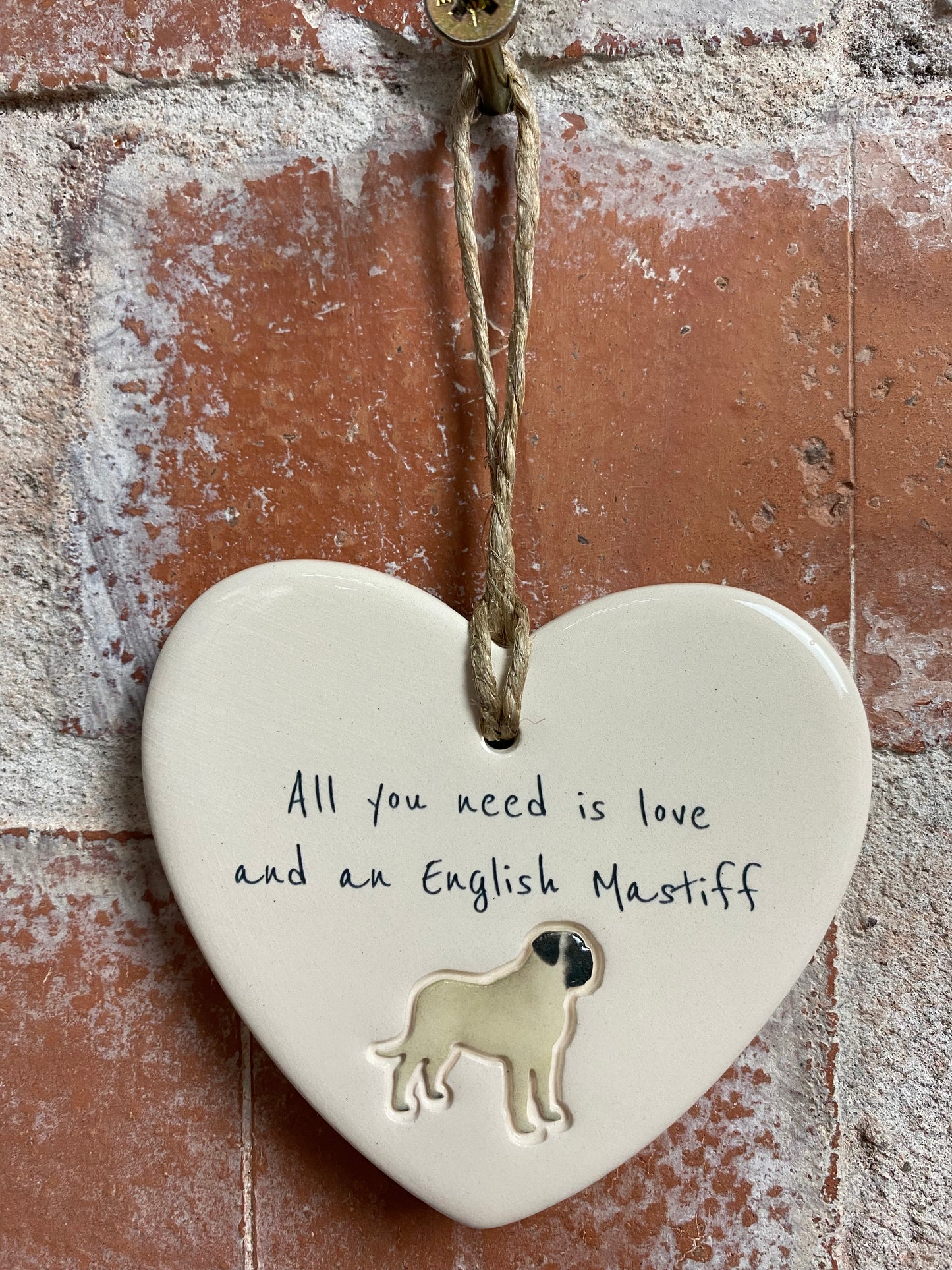 English mastiff Ceramic Heart Ornament