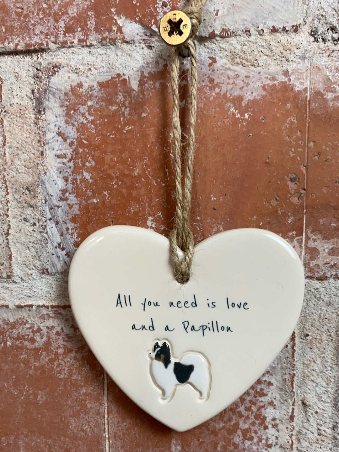 Papillon Ceramic Heart Ornament