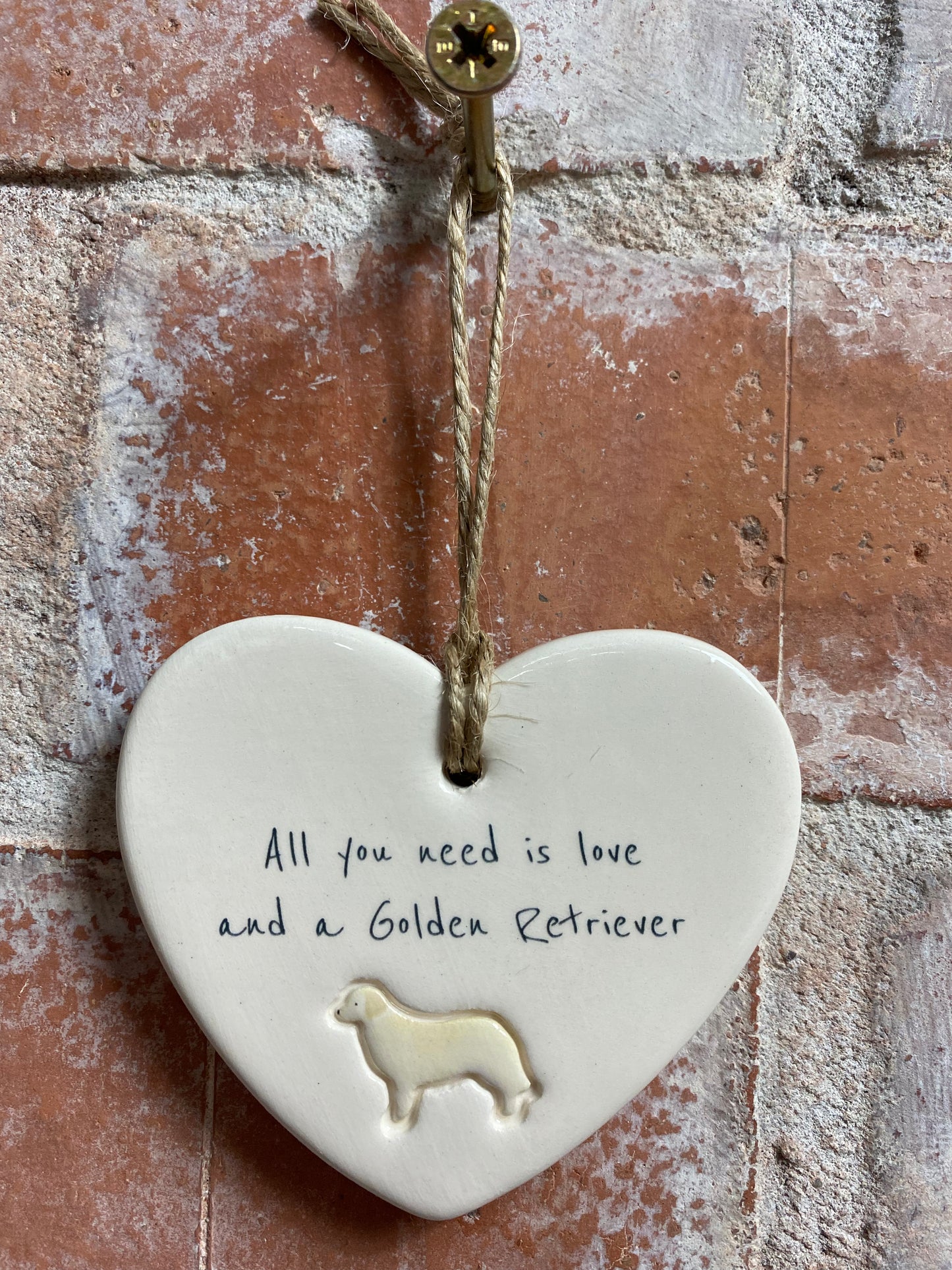 Golden Retriever Ceramic Heart Ornament