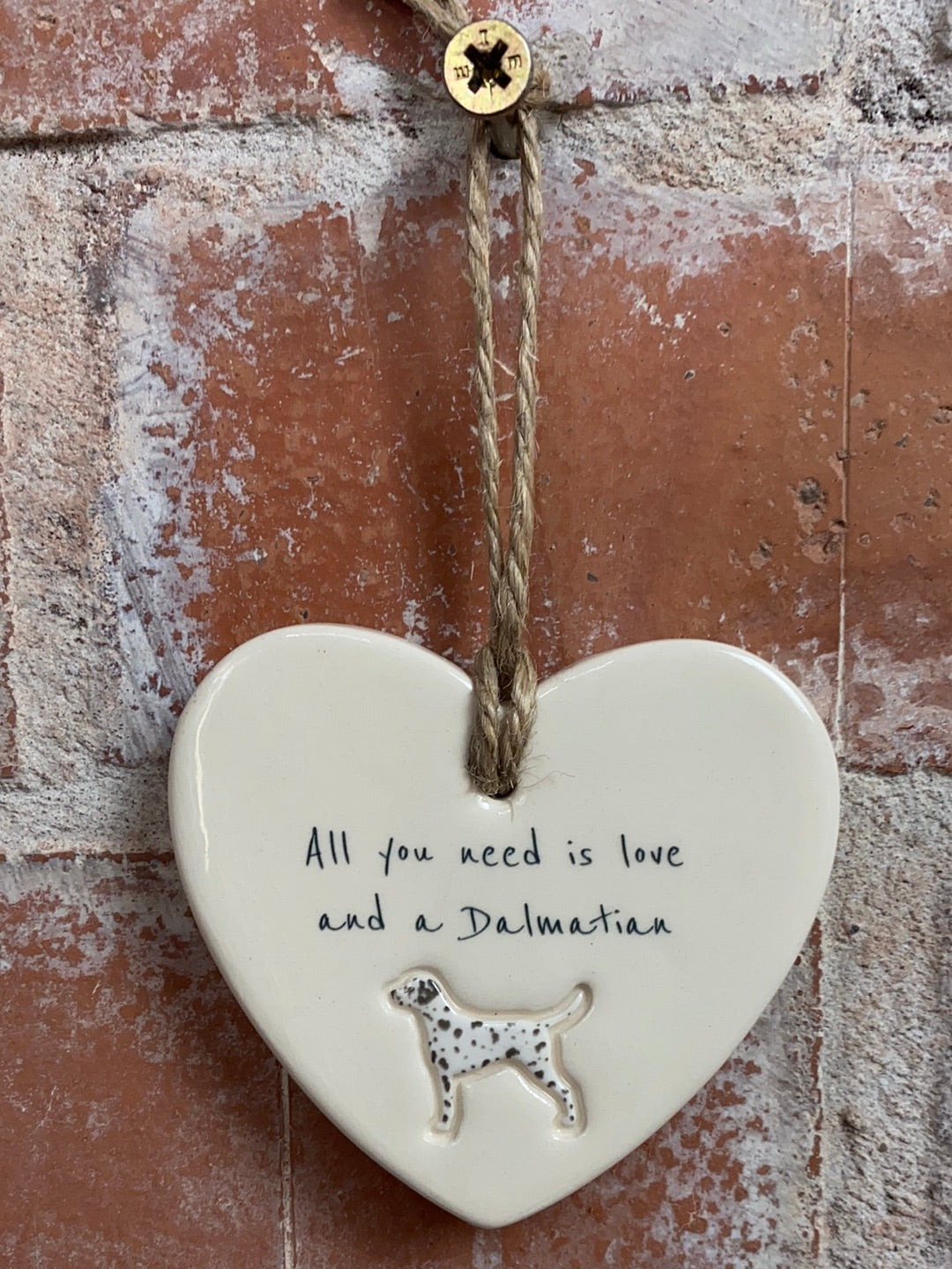 Dalmatian Ceramic Heart Ornament