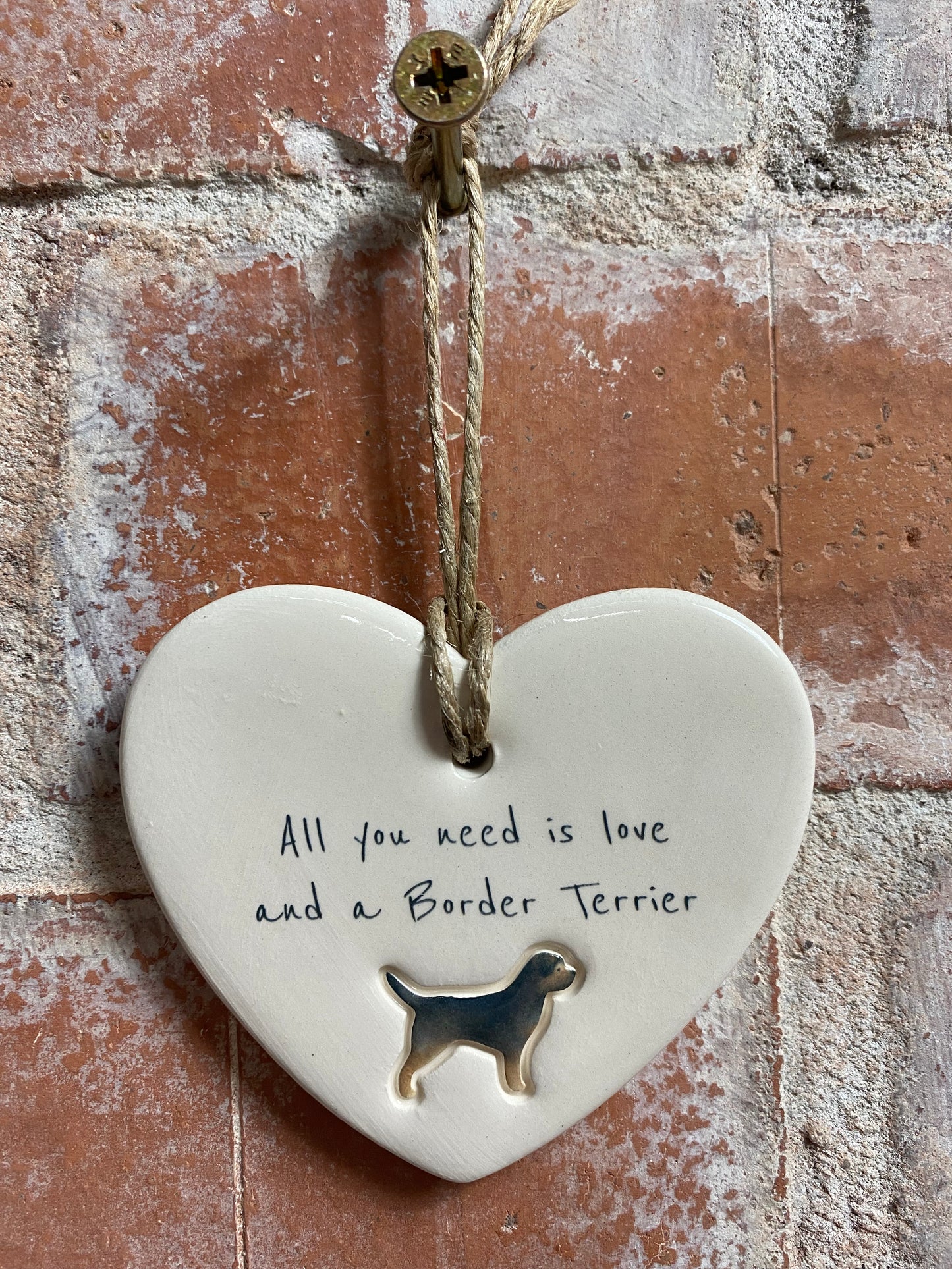 Border Terrier Ceramic Heart Ornament