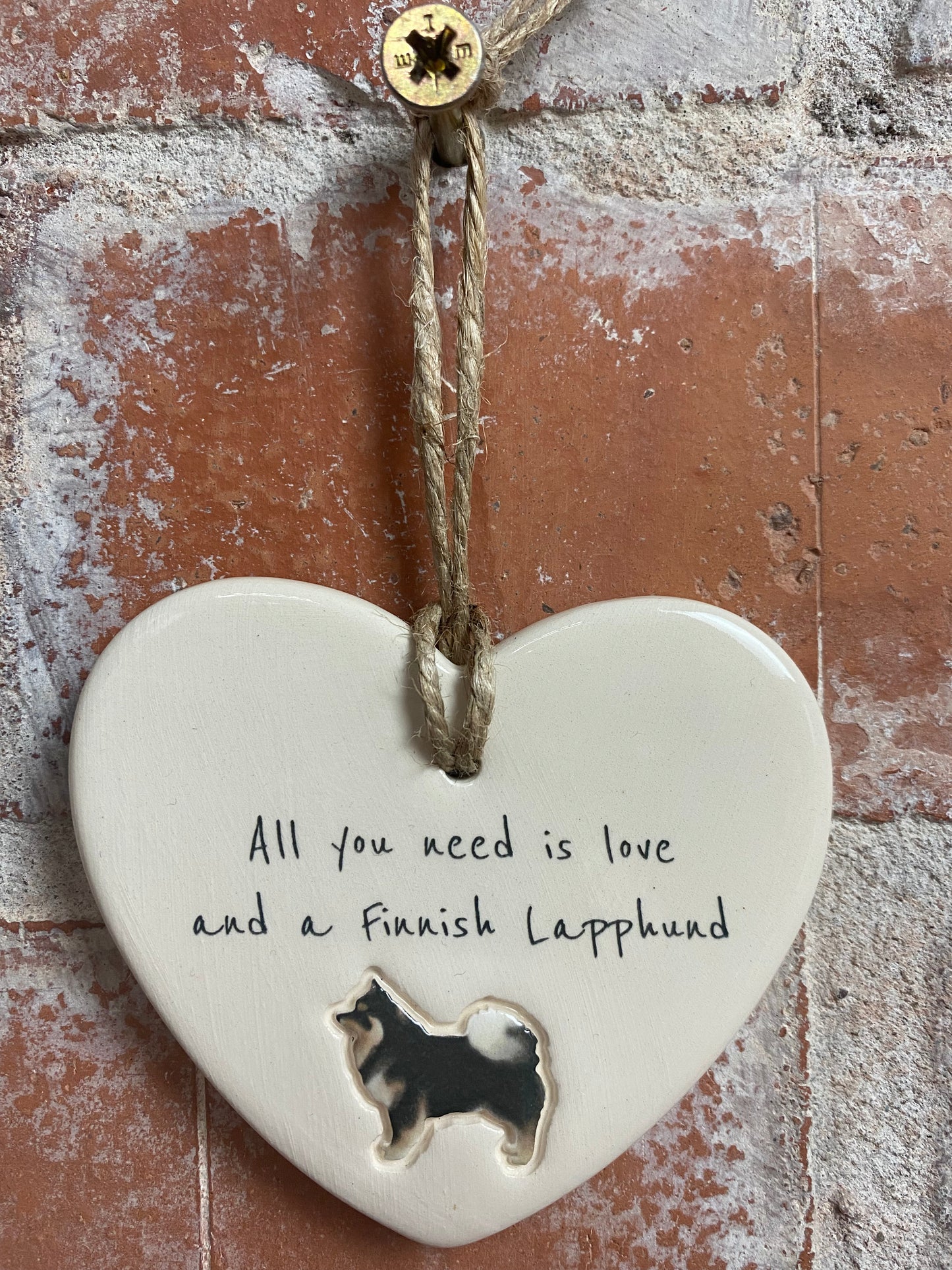 Finnish Lapphund Ceramic Heart Ornament