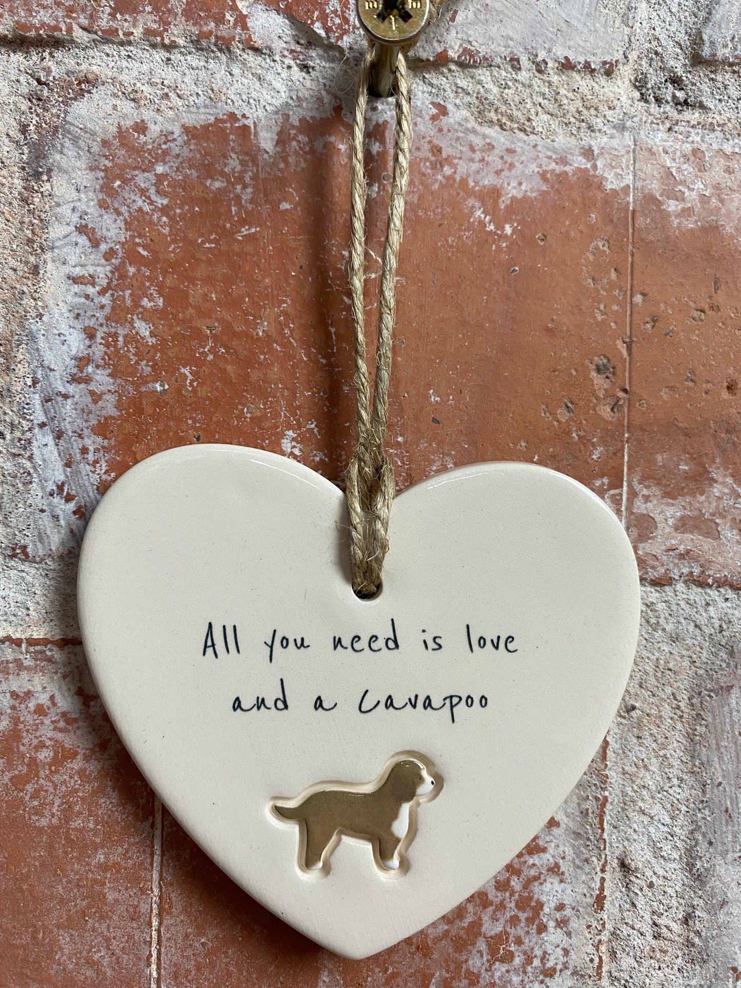 Cavapoo Ceramic Heart Ornament