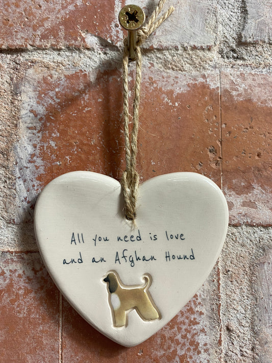 Afghan Hound Ceramic Heart Ornament