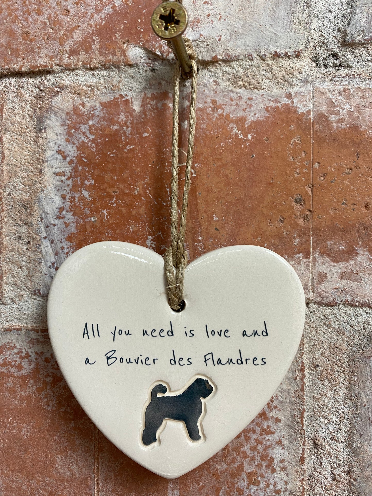 Bouvier des Flandres Ceramic Heart Ornament