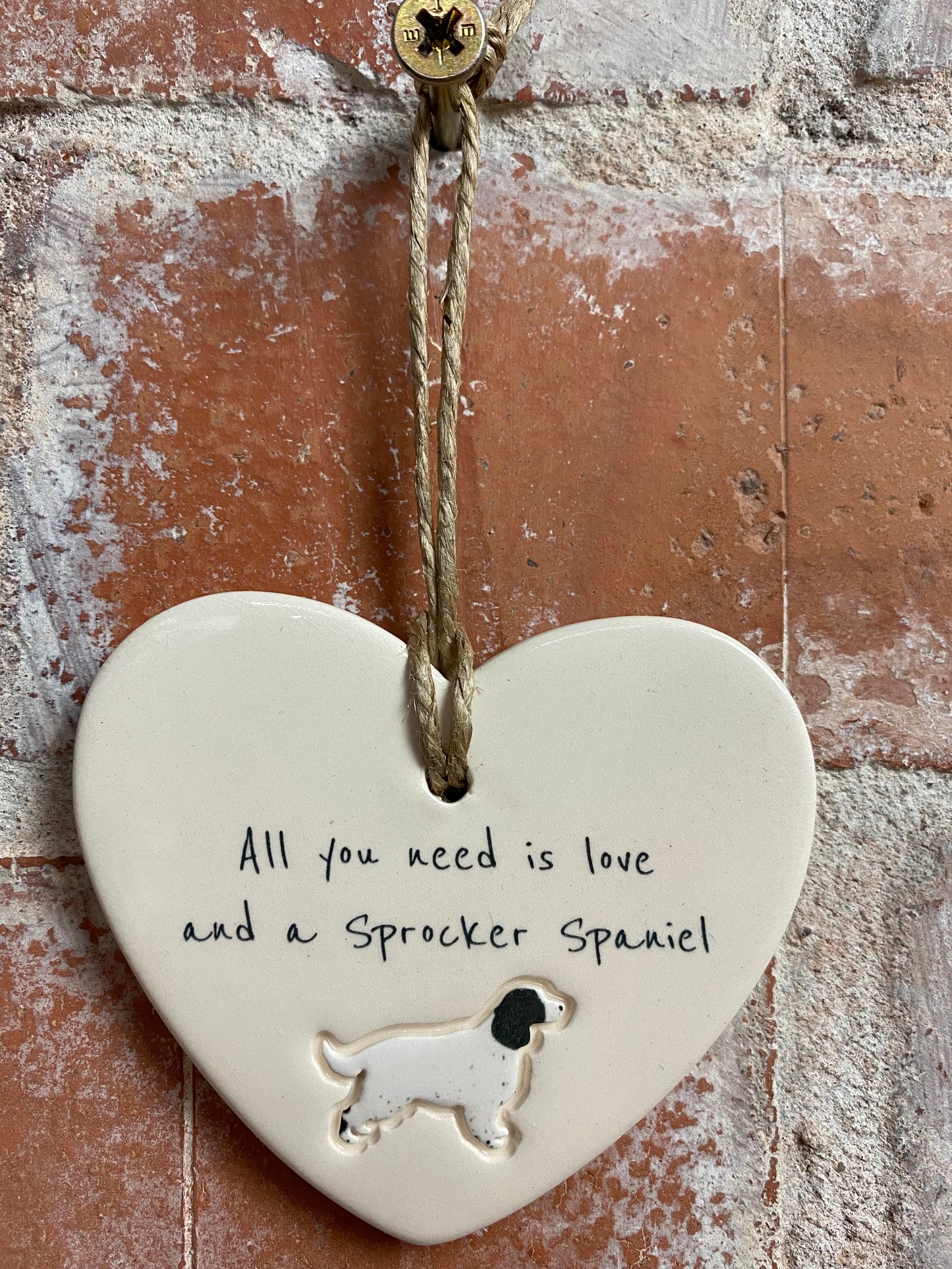 Sprocker Spaniel Ceramic Heart Ornament