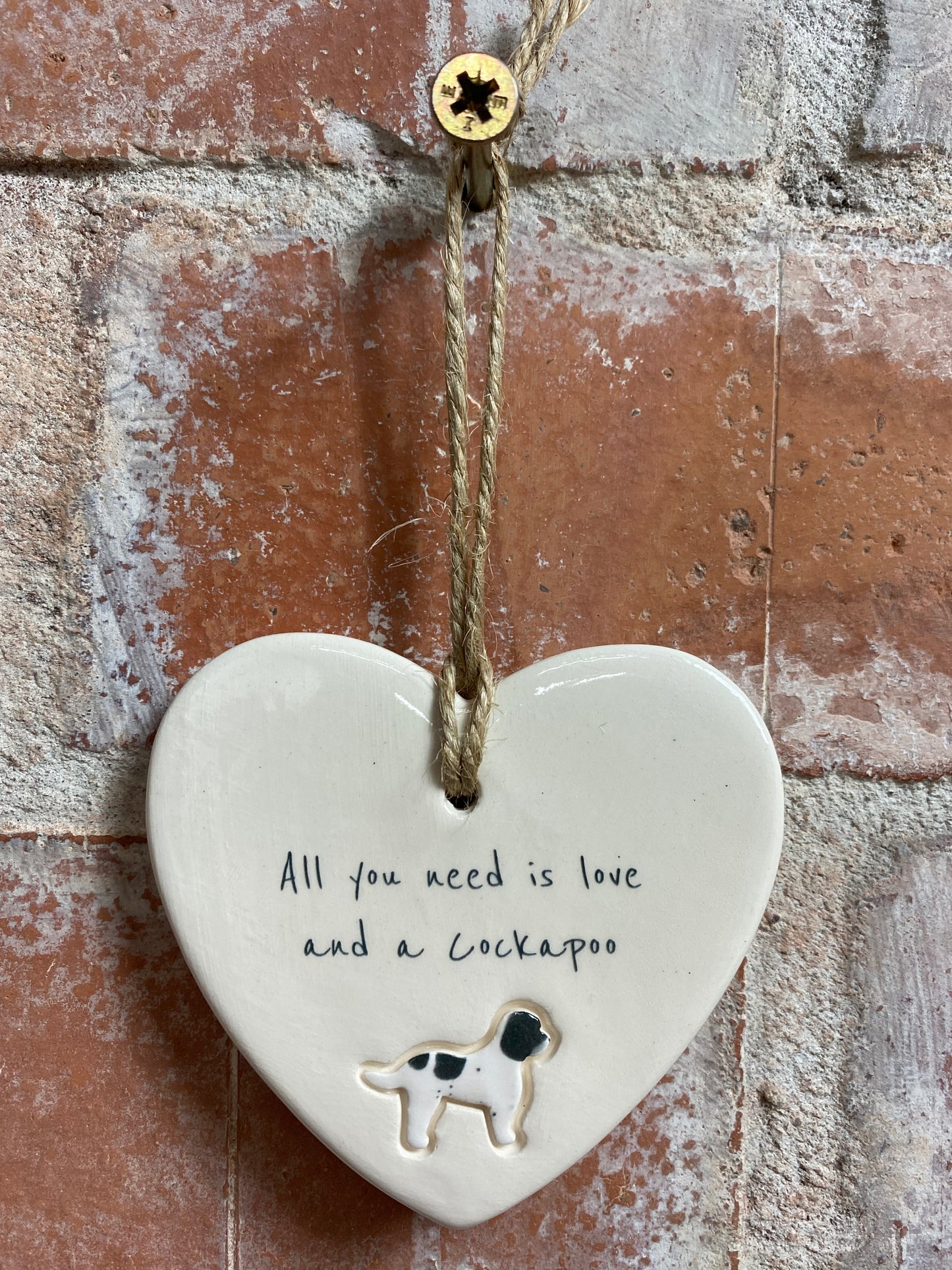 Cockapoo Ceramic Heart Ornament