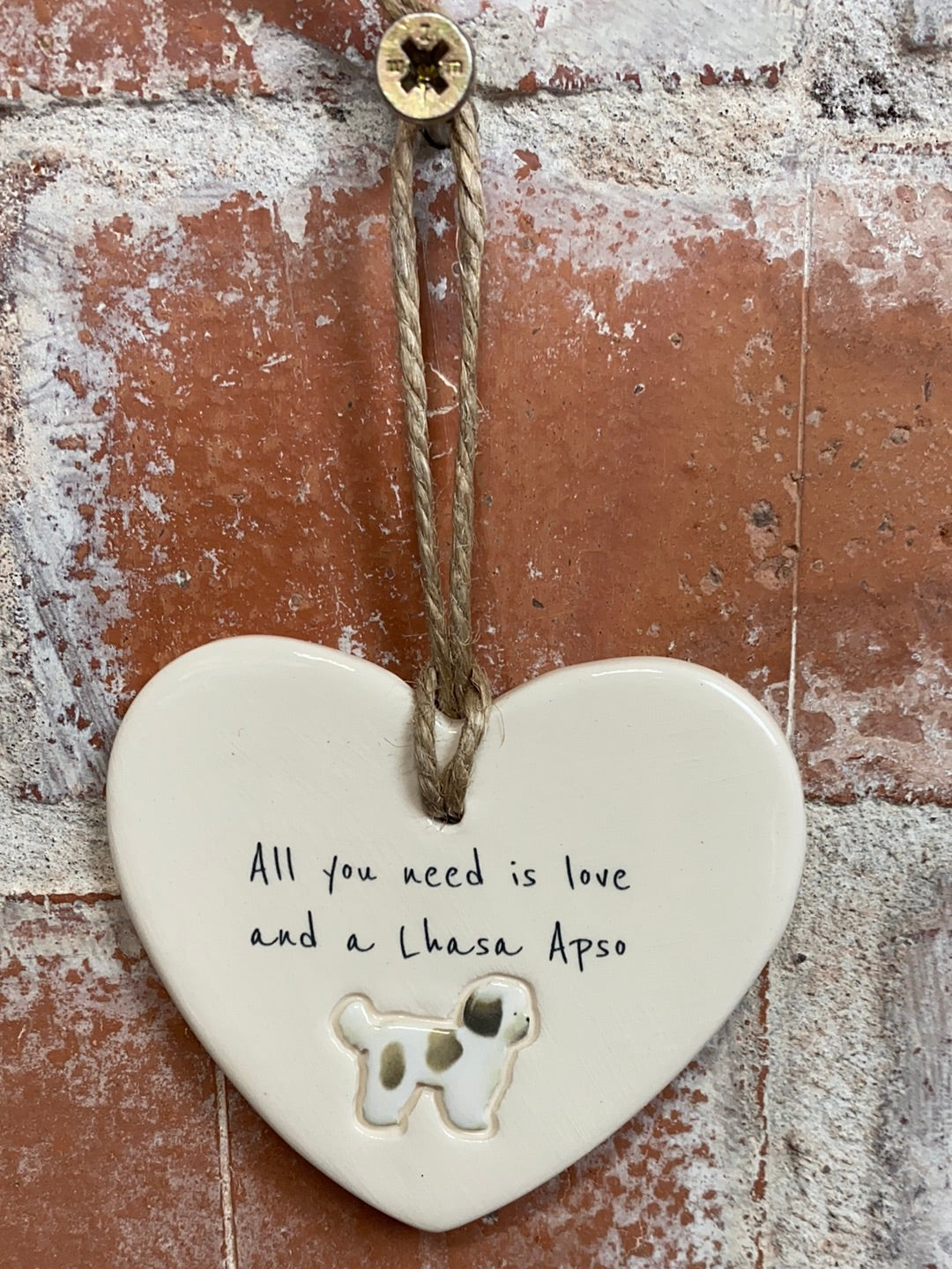 Lhasa Apso Ceramic Heart Ornament