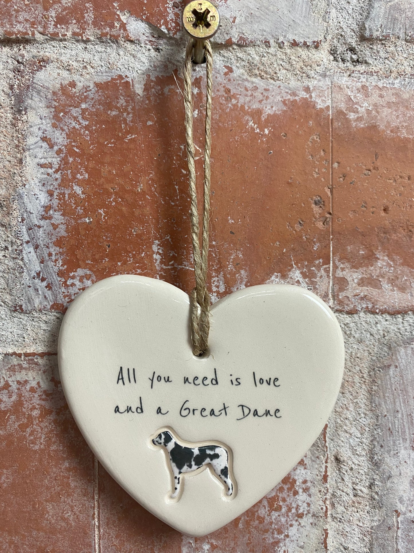 Great Dane Ceramic Heart Ornament