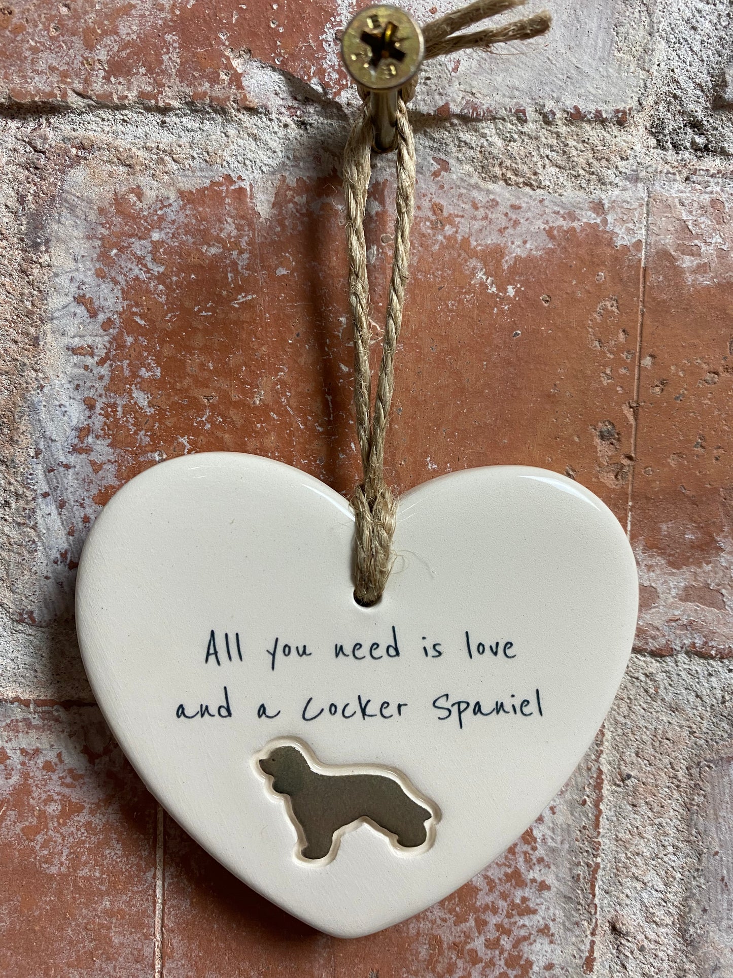Cocker Spaniel Ceramic Heart Ornament