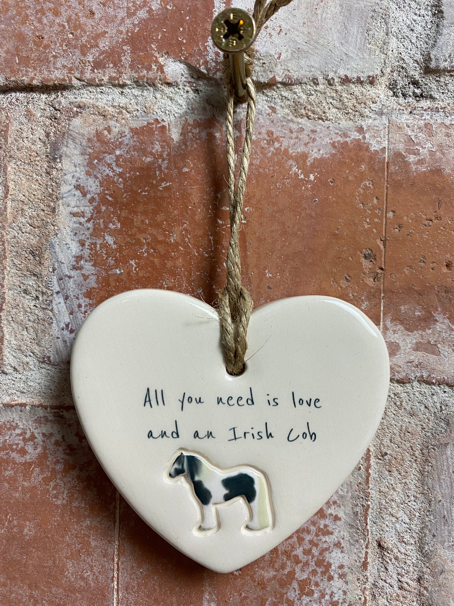 Irish Cob Ceramic Heart Ornament