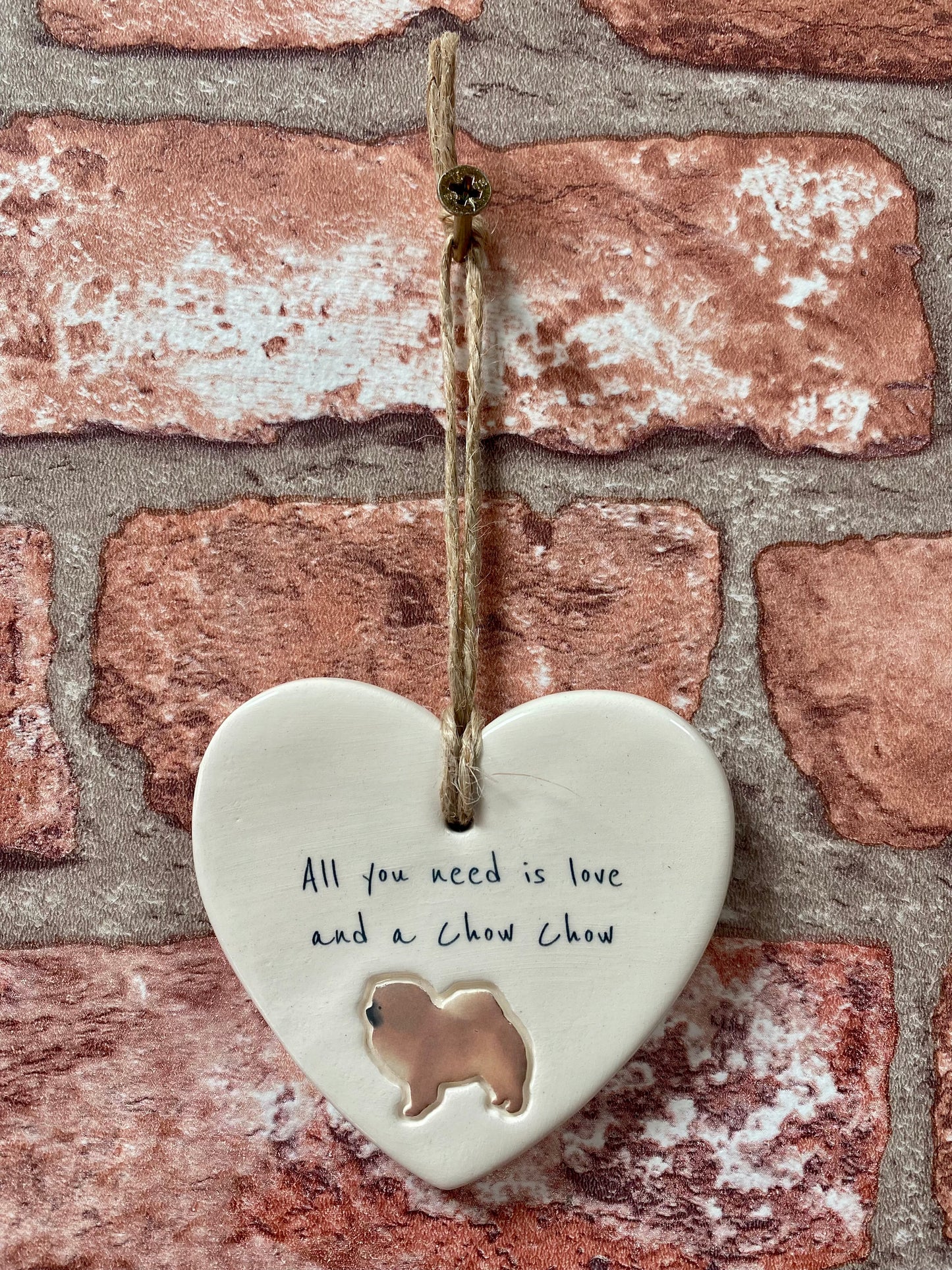 Chow Chow Ceramic Heart Ornament