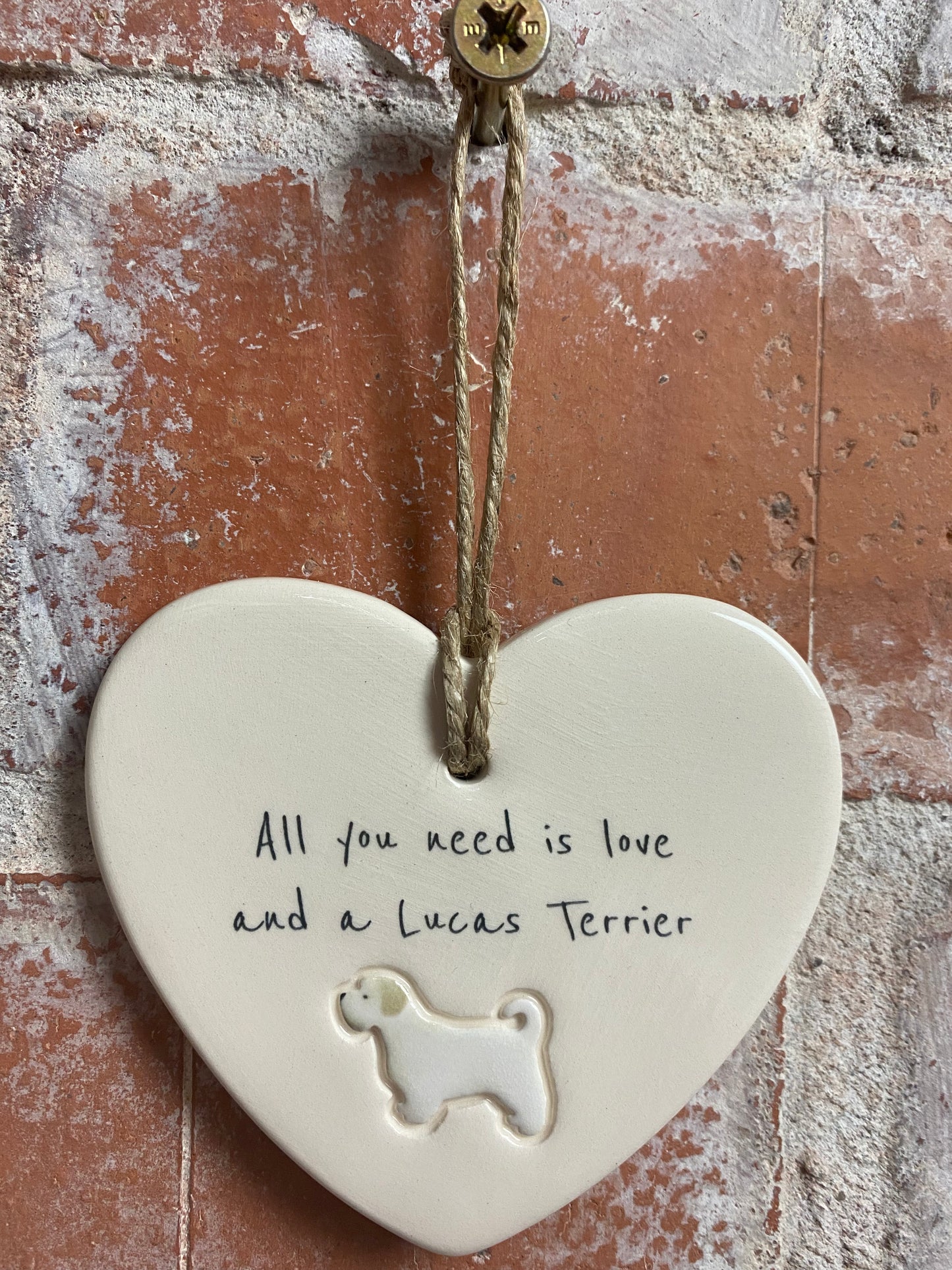 Lucas Terrier Ceramic Heart Ornament