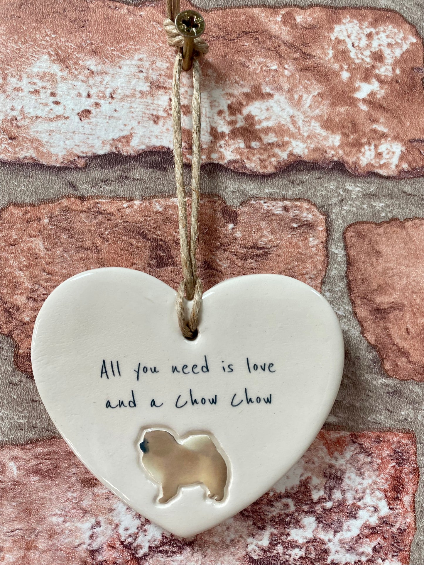 Chow Chow Ceramic Heart Ornament