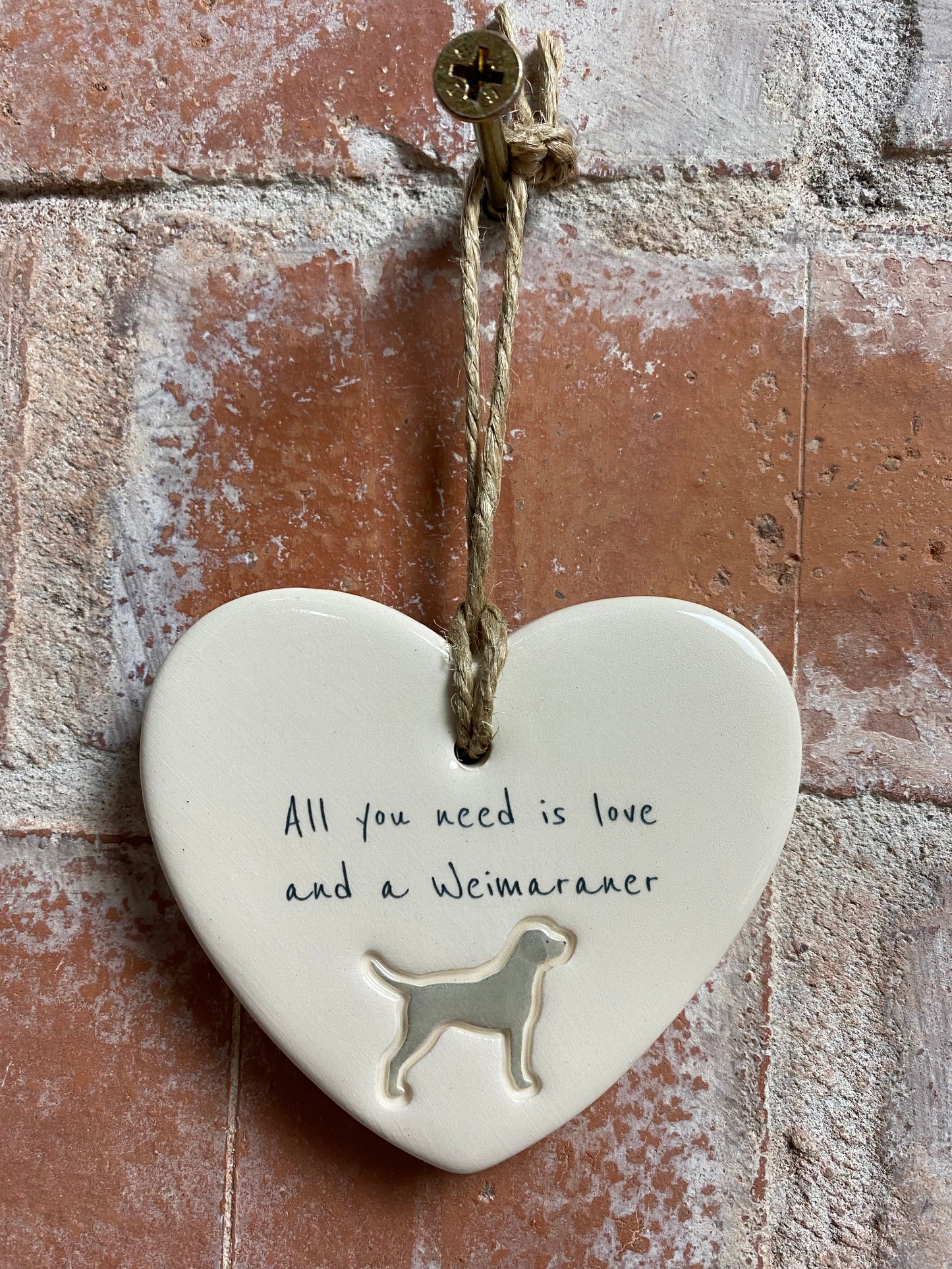 Weimaraner Ceramic Heart Ornament