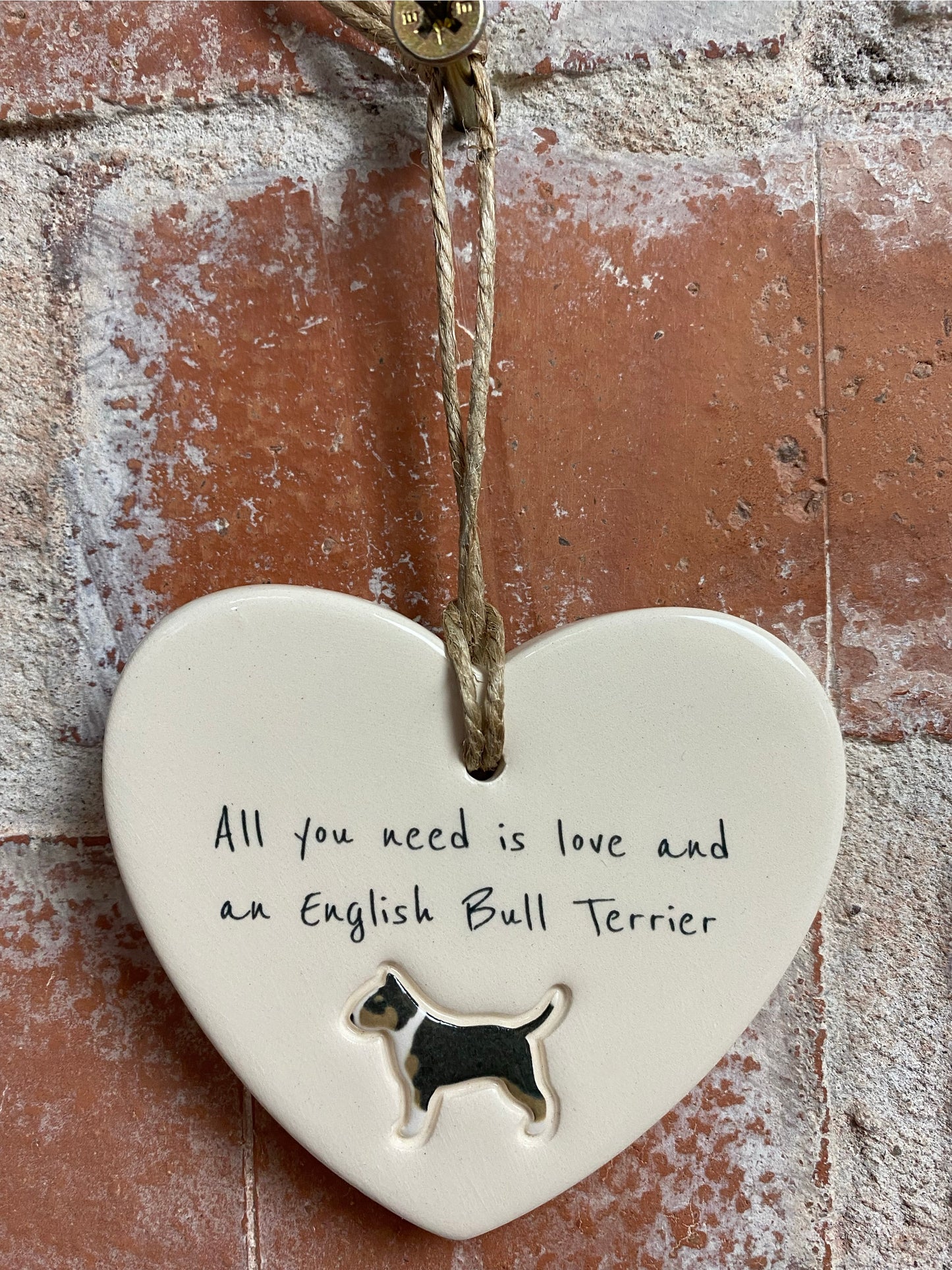 English Bull Terrier Ceramic Heart Ornament